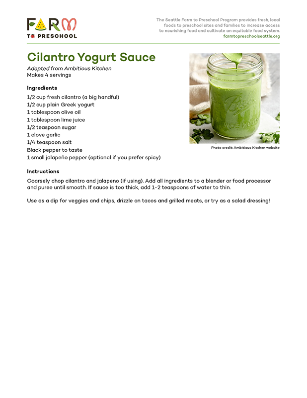 Cilantro Yogurt Sauce