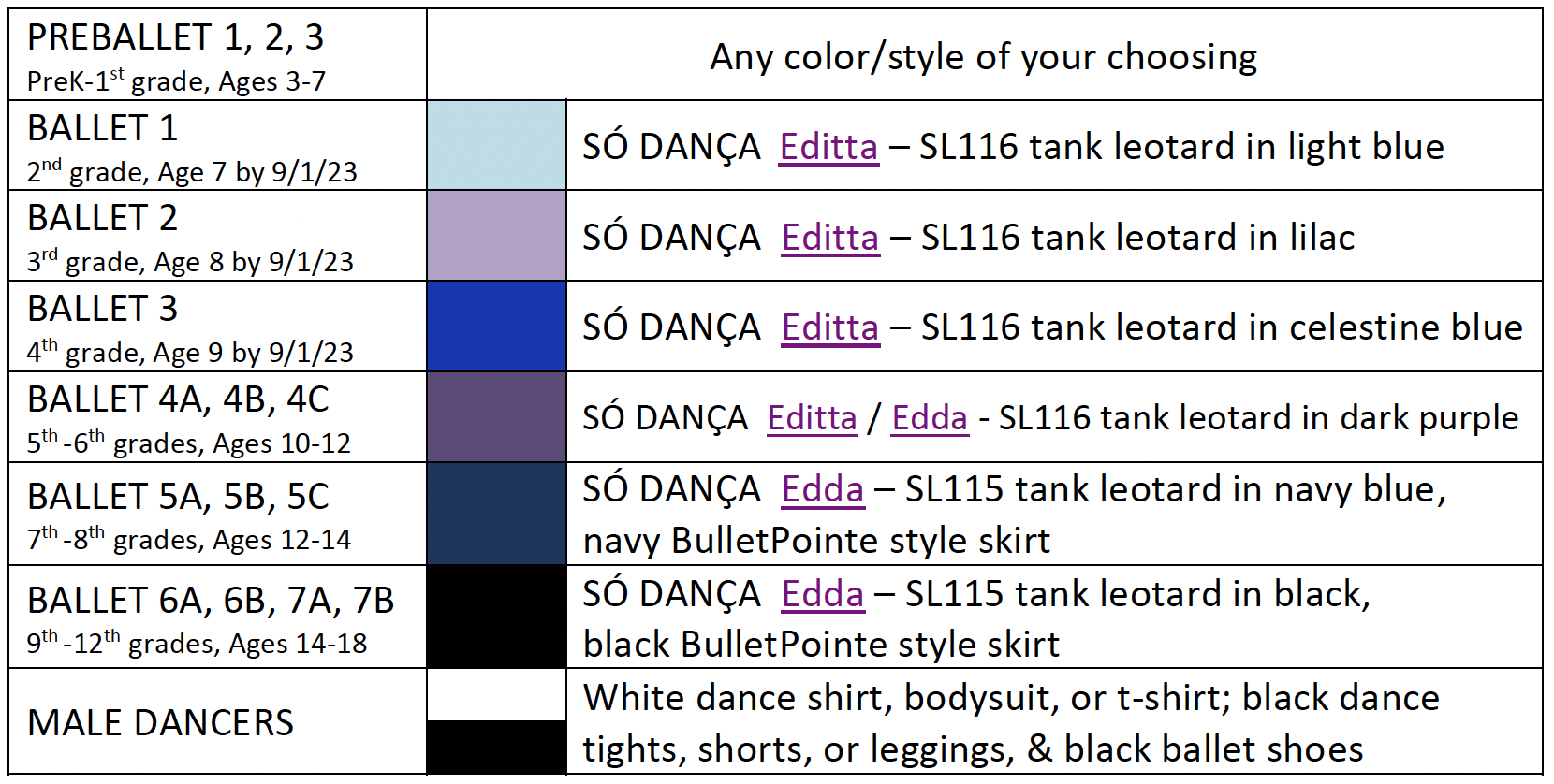 Dress Code — Emerald Ballet Academy