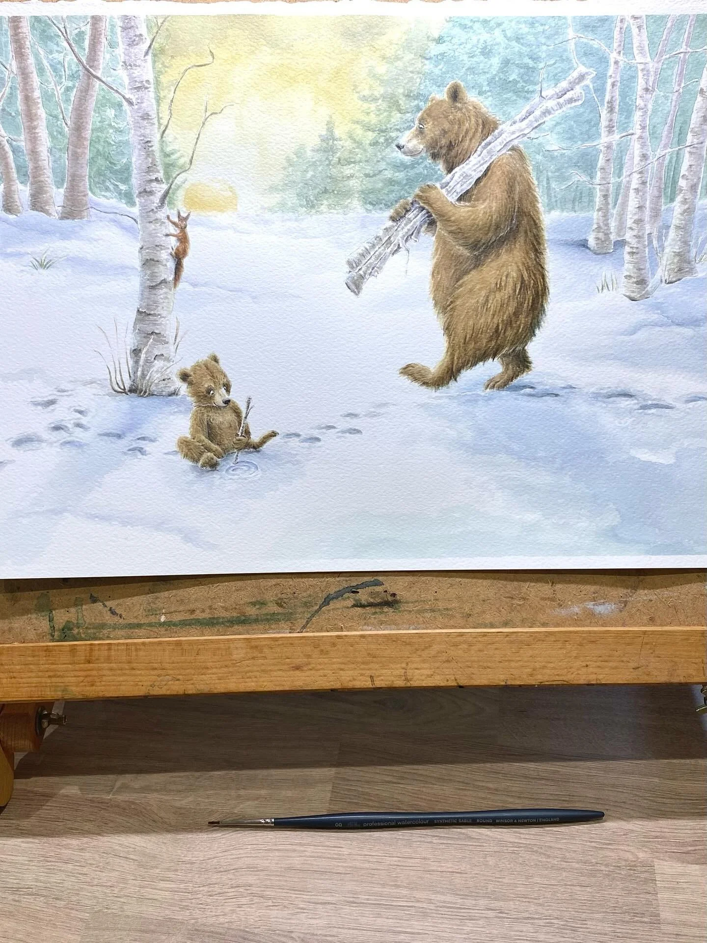 ☃️ A recent watercolour I&rsquo;ve not really shared a lot of as I moved on quickly to my next idea. What do you think to this snowy piece? 🐻 🐻 Bears are my favourite! 🥰🤎🤎🤎 I enjoyed painting the bear fur a lot in this but not so much the snowy