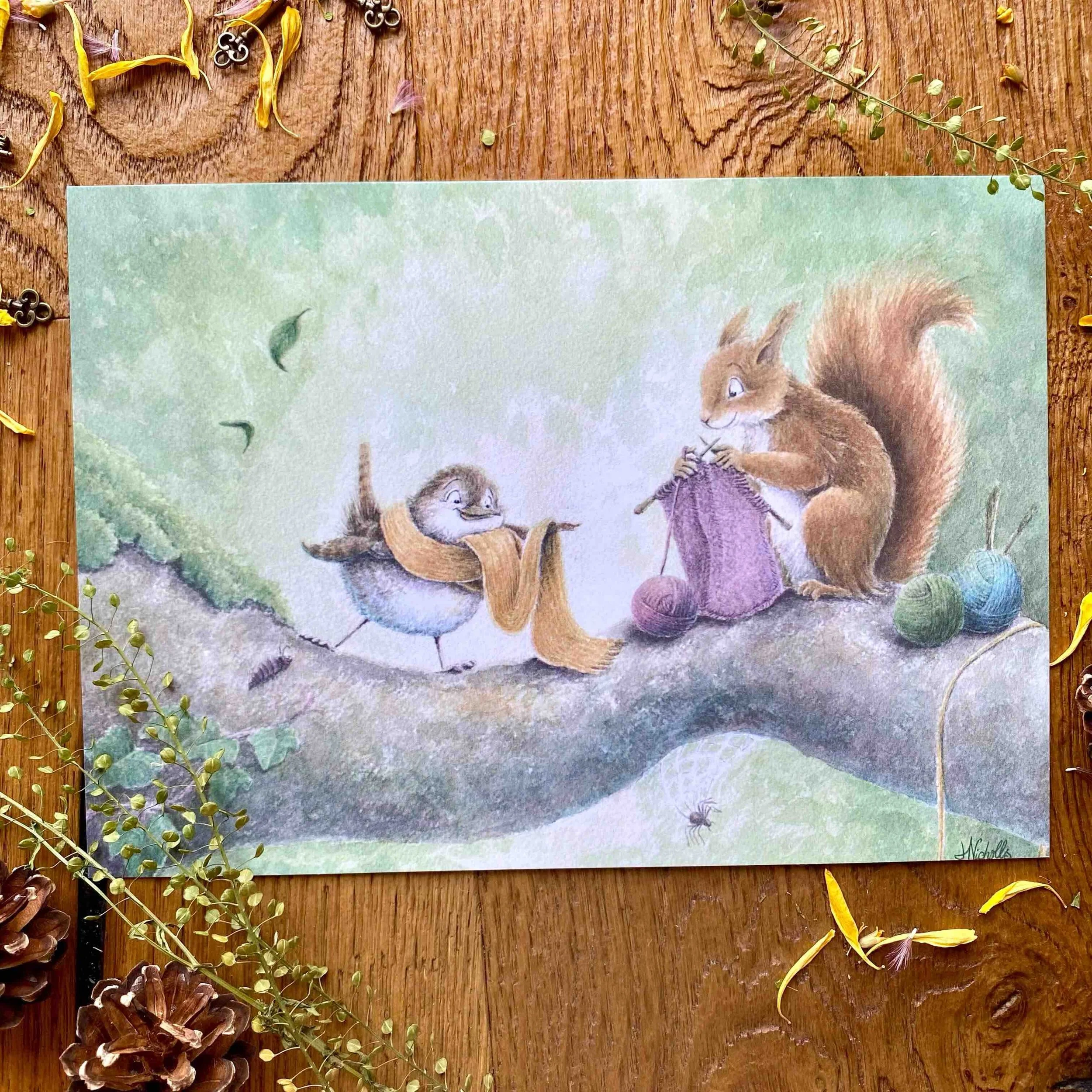 knitting-squirrel-wren-a5-print.jpeg