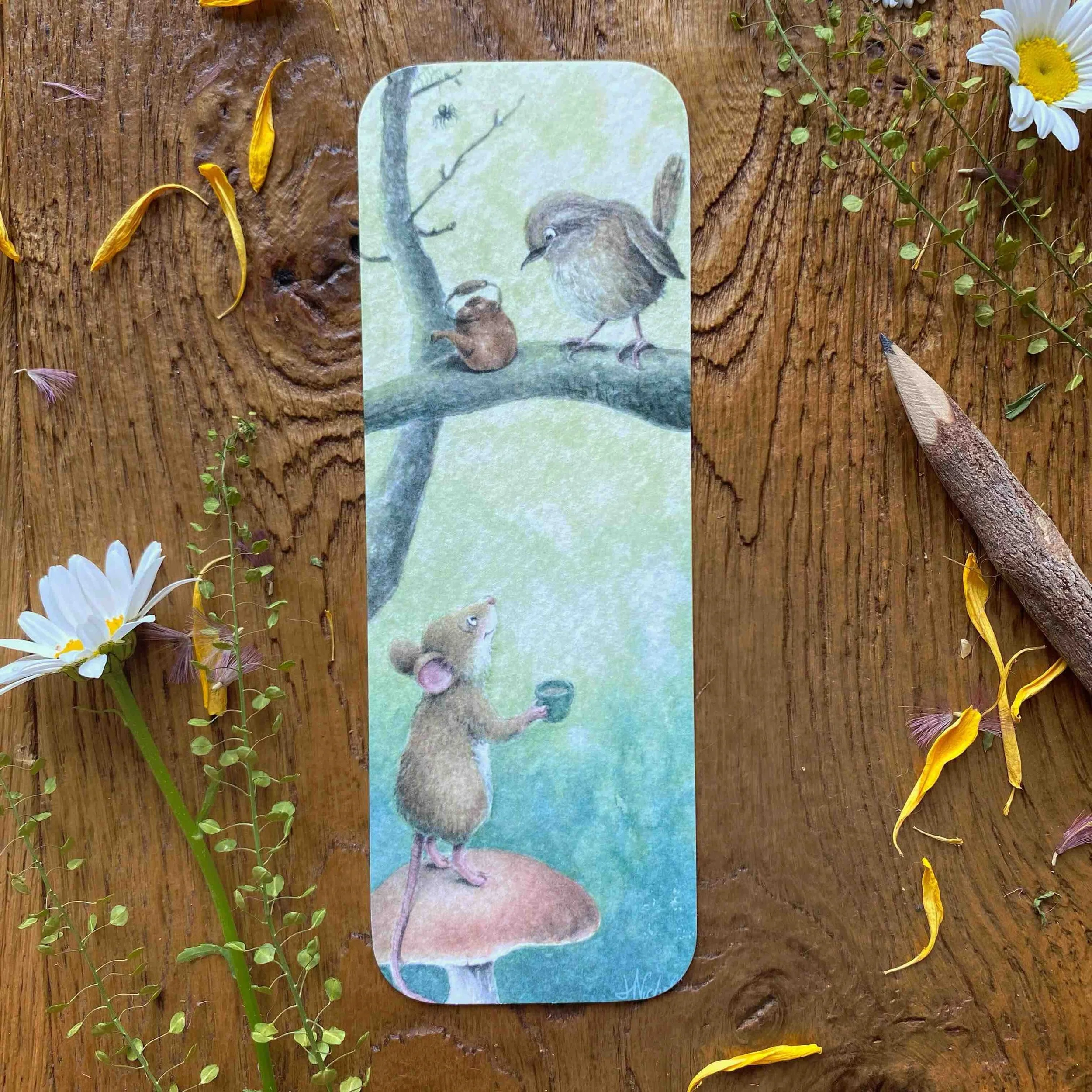 Mouse, Wren & Tea Bookmark