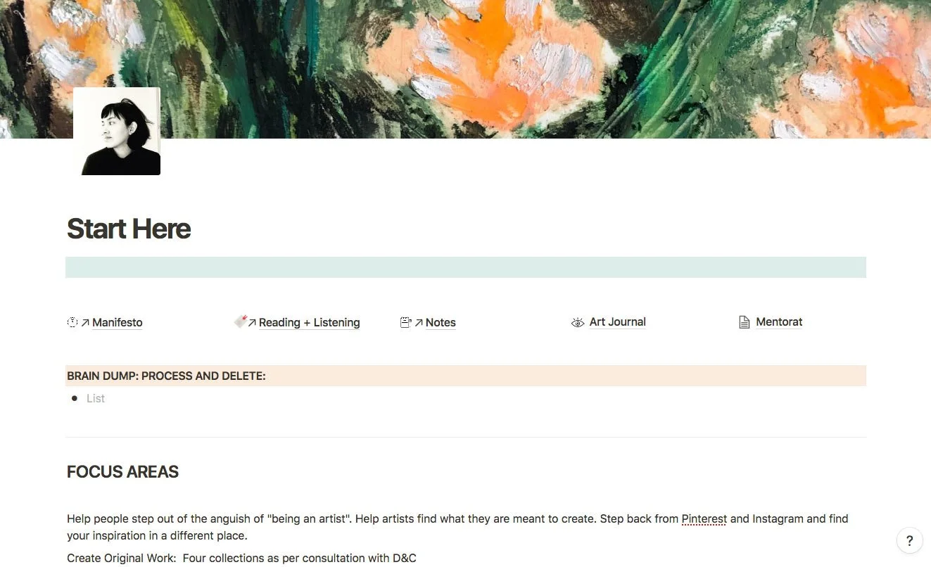 Notion App for Artists and Creatives — Luisa Fernanda Niño