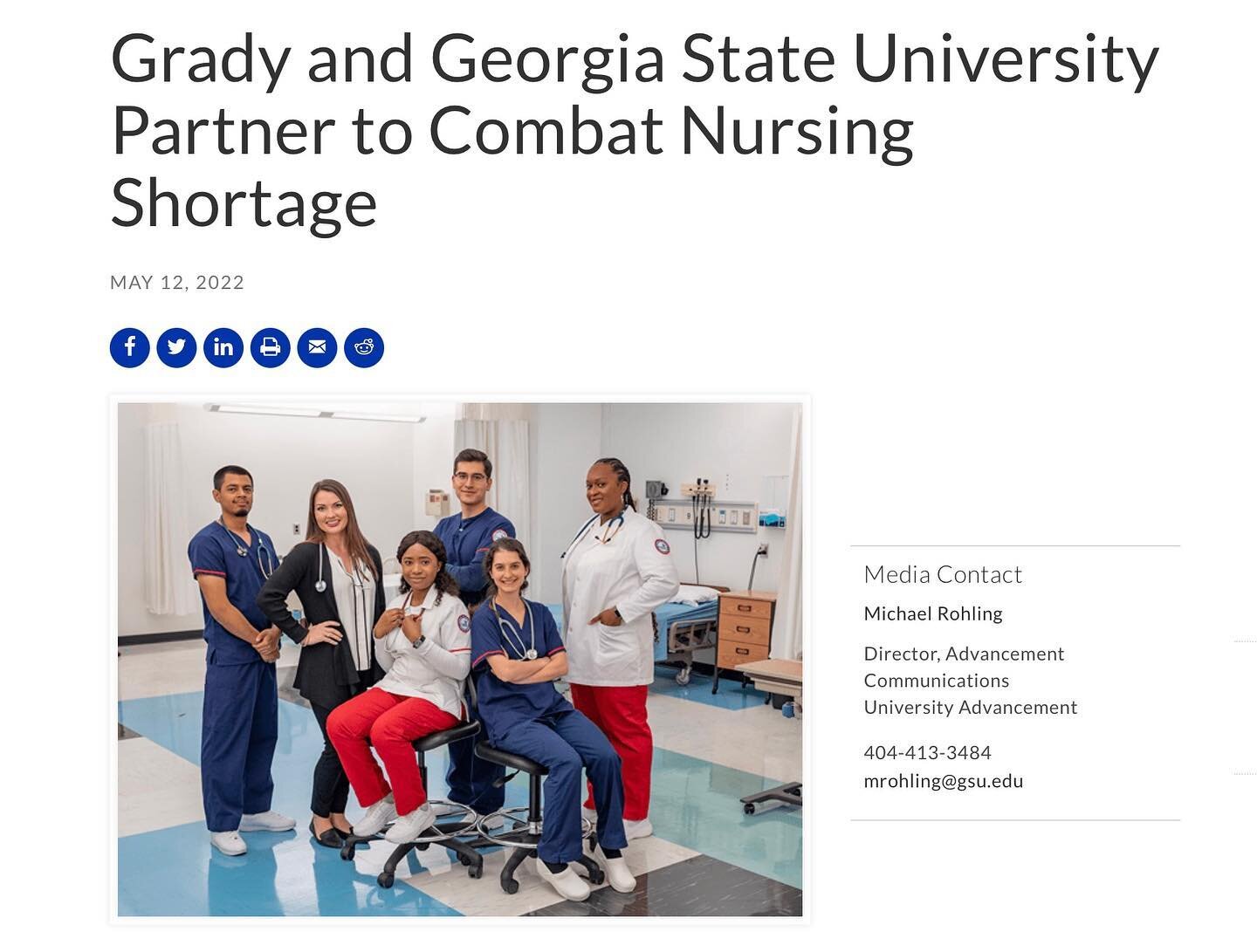 Grady&rsquo;s commitment to being the leading academic healthcare institution in the Nation is growing even stronger thanks to a partnership with @georgiastateuniversity Byrdine F. Lewis College of Nursing and Health Professions. The partnership, mad