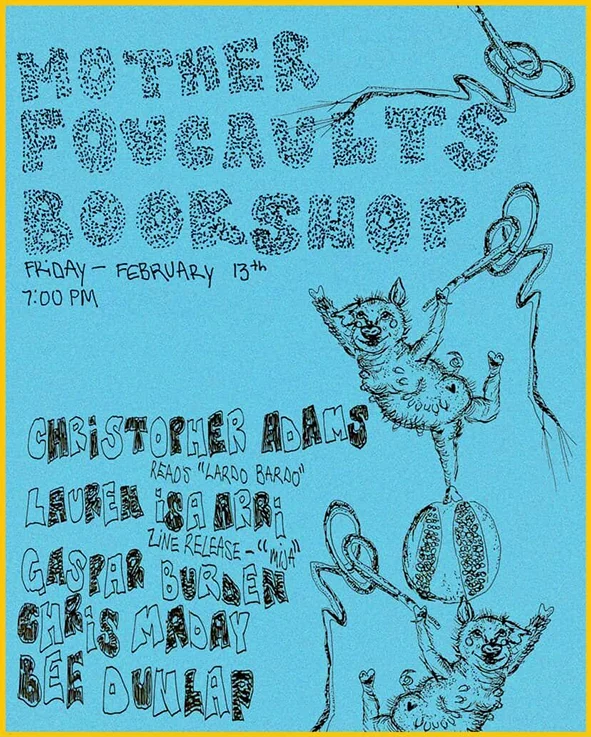 Poetry Reading : Christopher Adams "Lardo Bardo" with Lauren Isa Arri, Gaspar Burden, Chris Maday,           Bee Dunlap