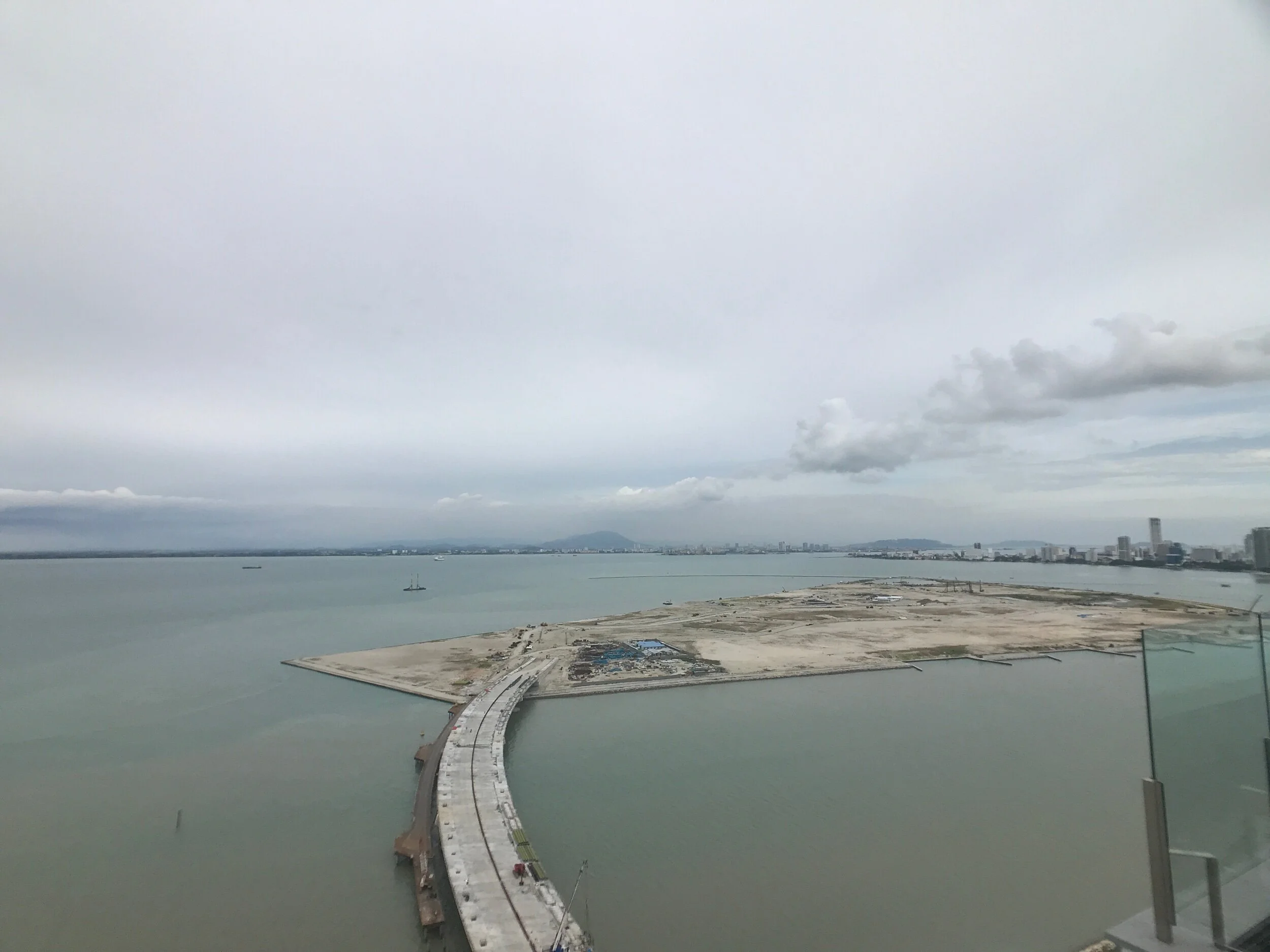 View of causeway linking Tanjung Tokong to reclaimed island