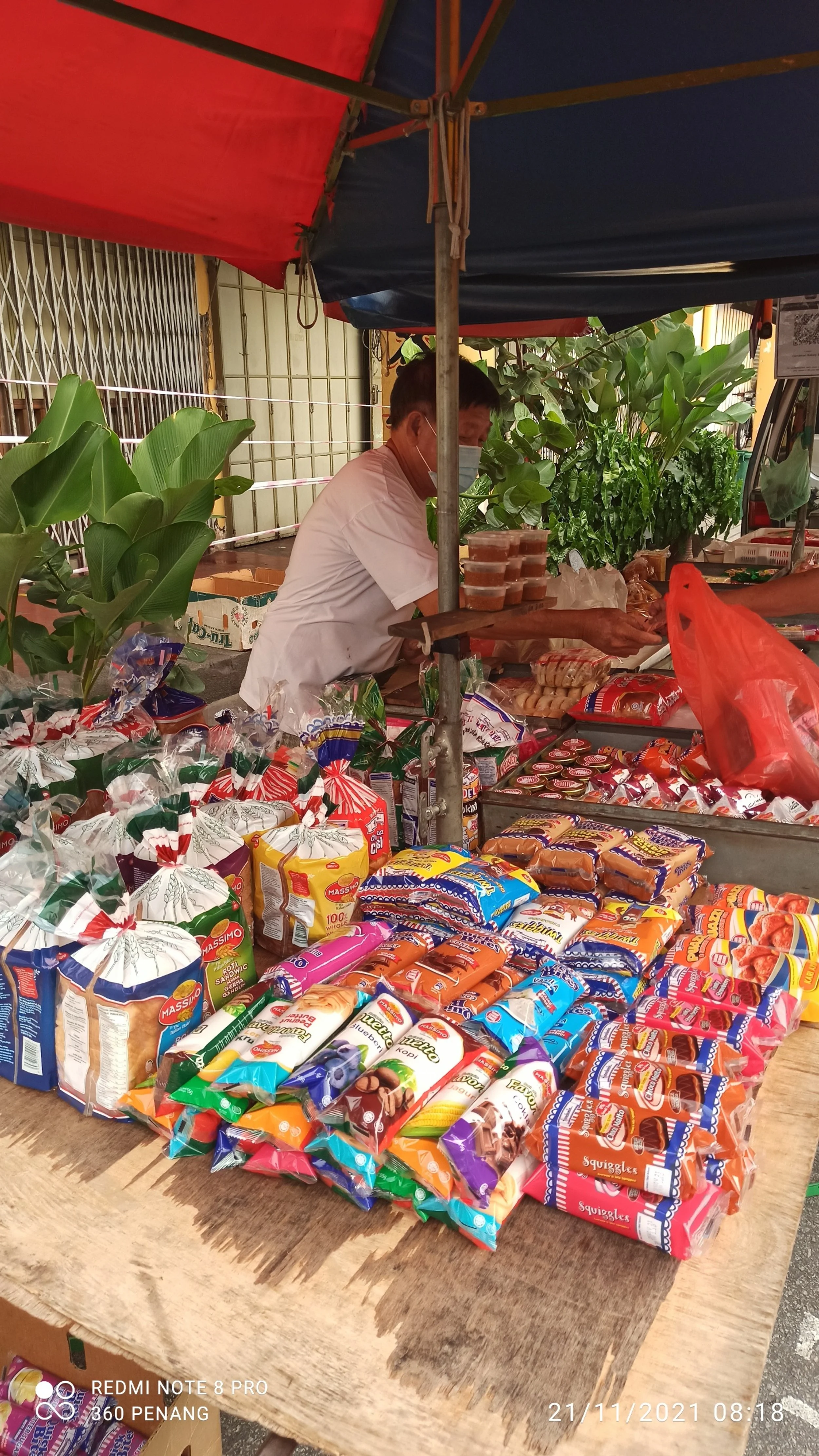 Bread and biscuits stall outside the market