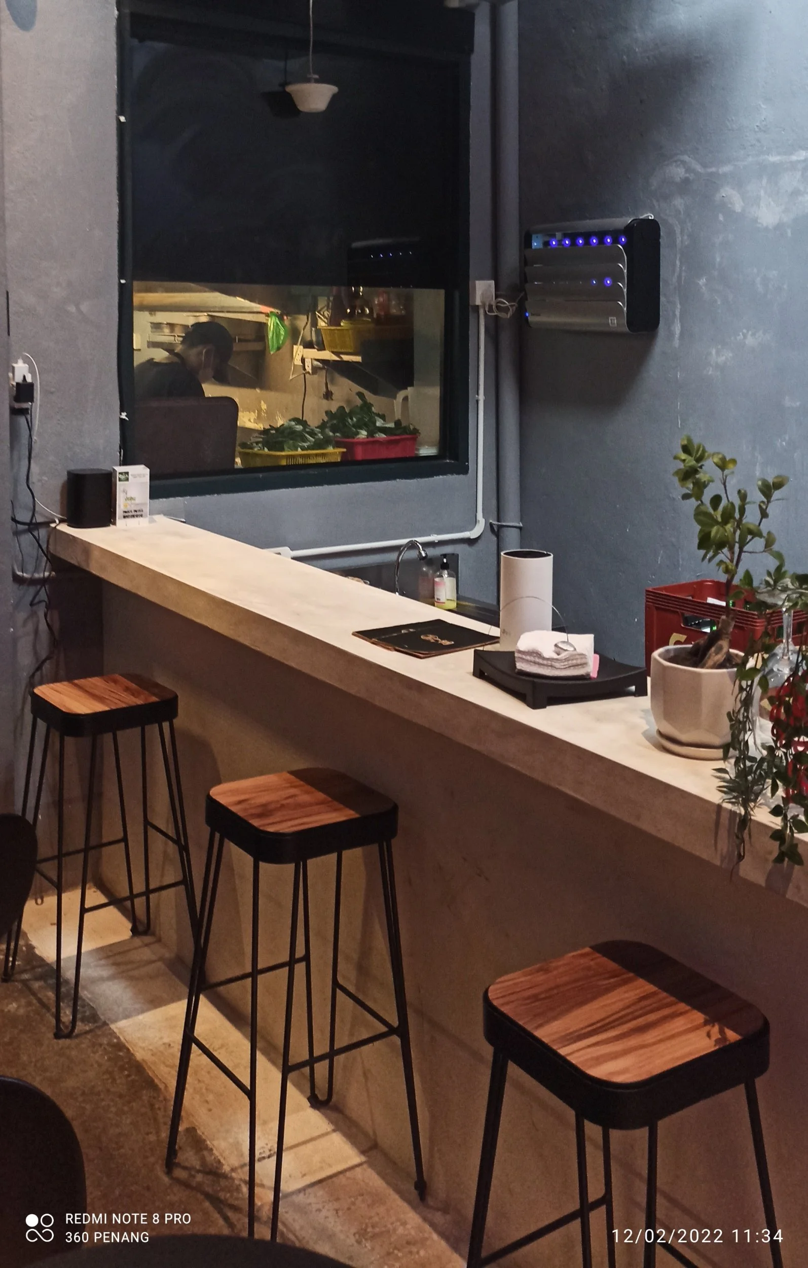 Bar seating at the back of house