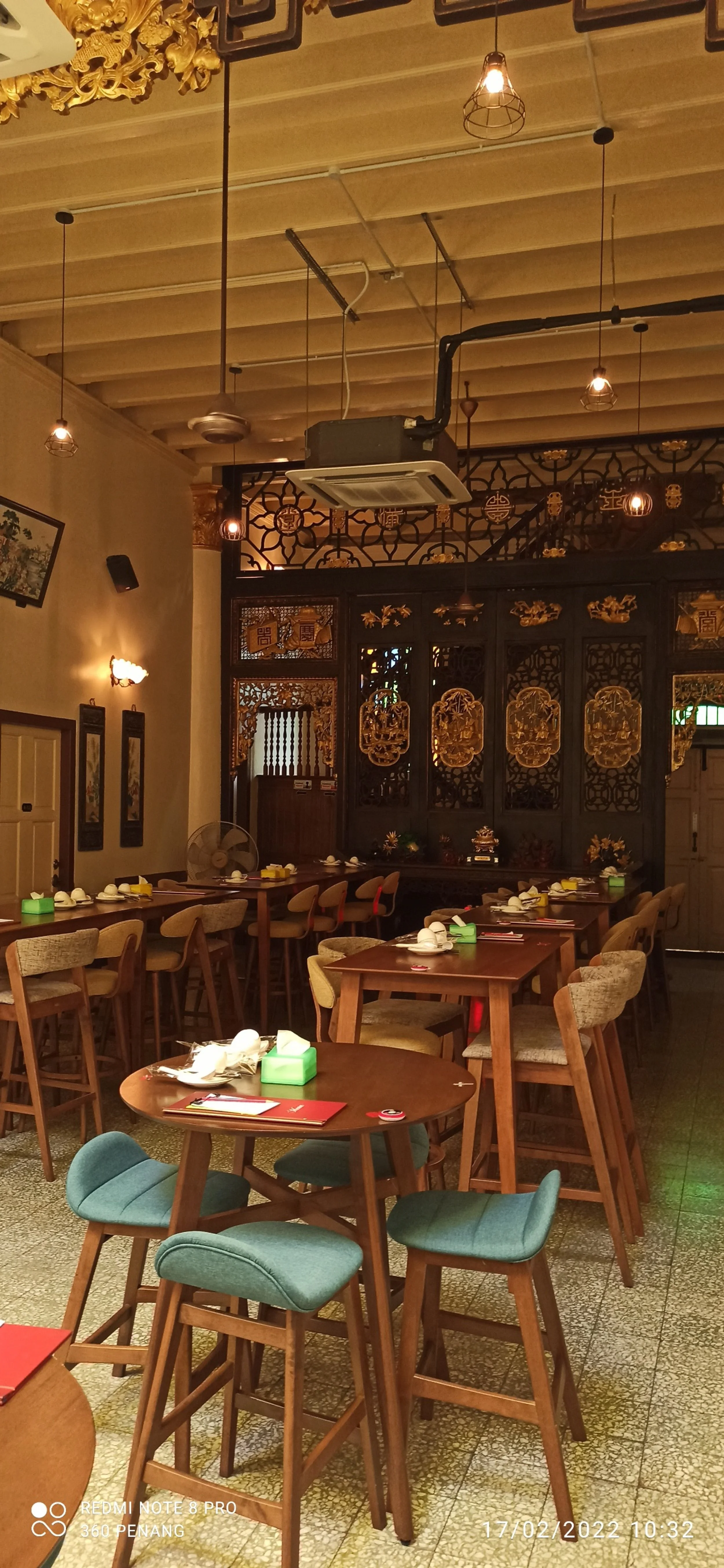 Tables in the indoor courtyard