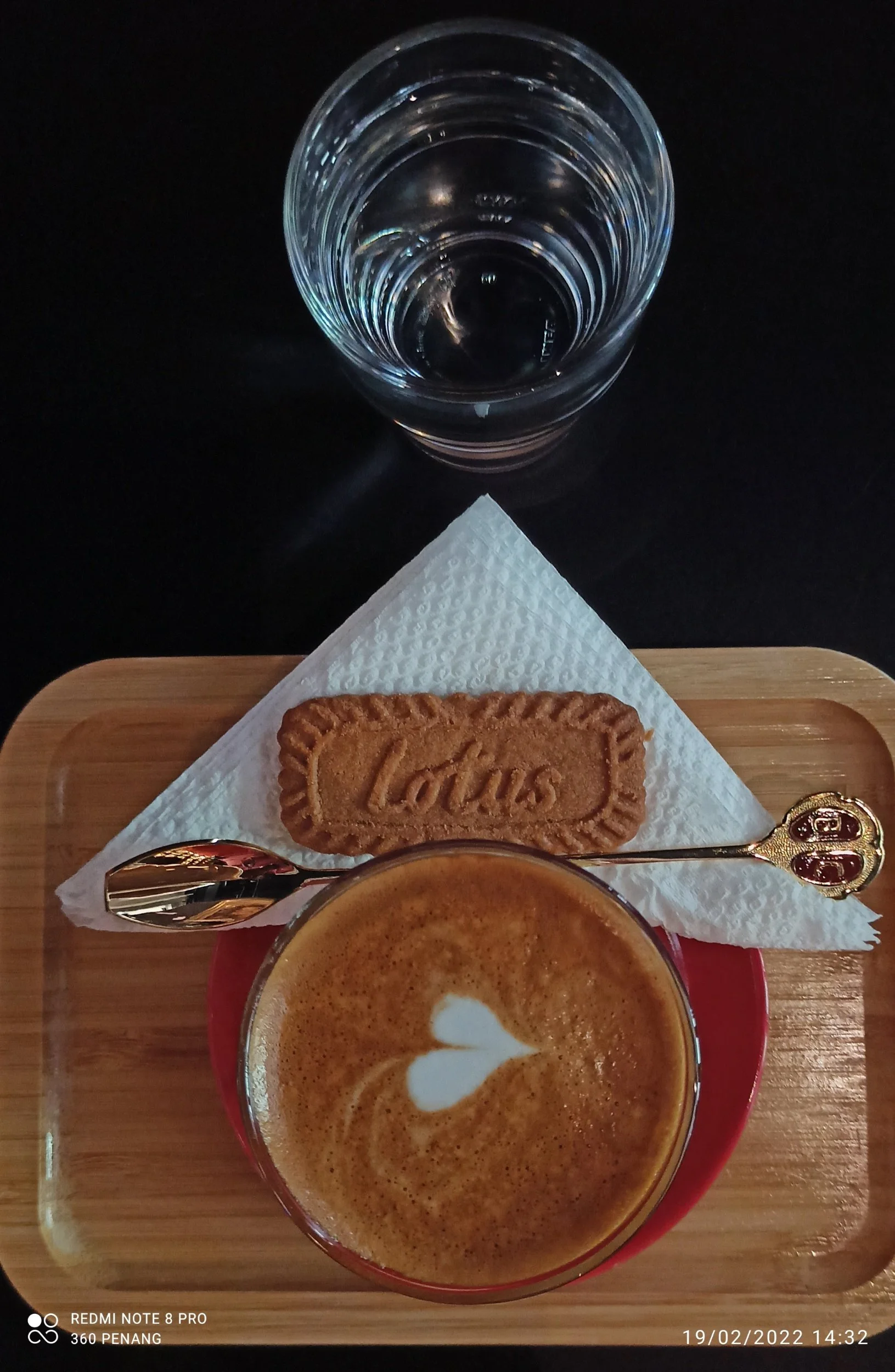Flat White. Classy presentation with free biscuit