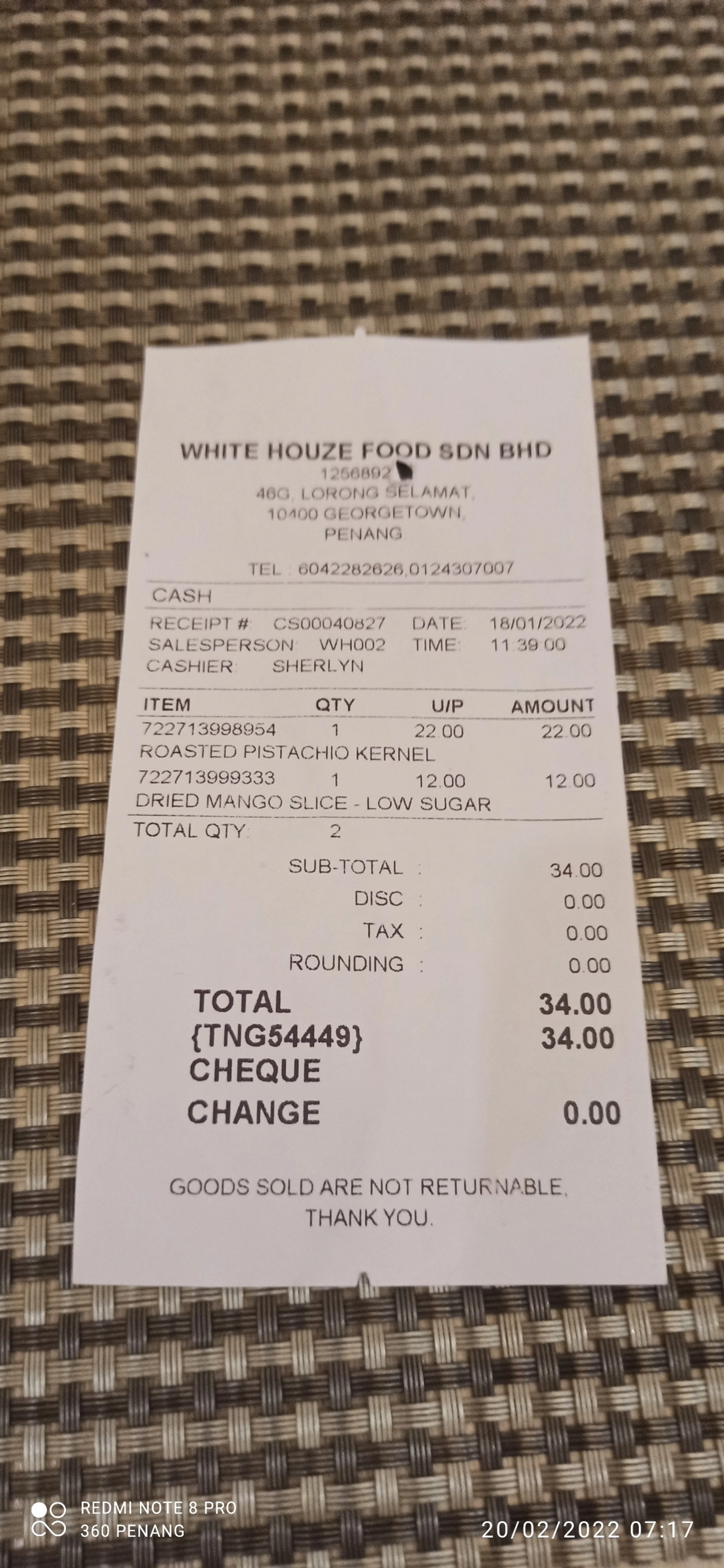 The bill for my snacks
