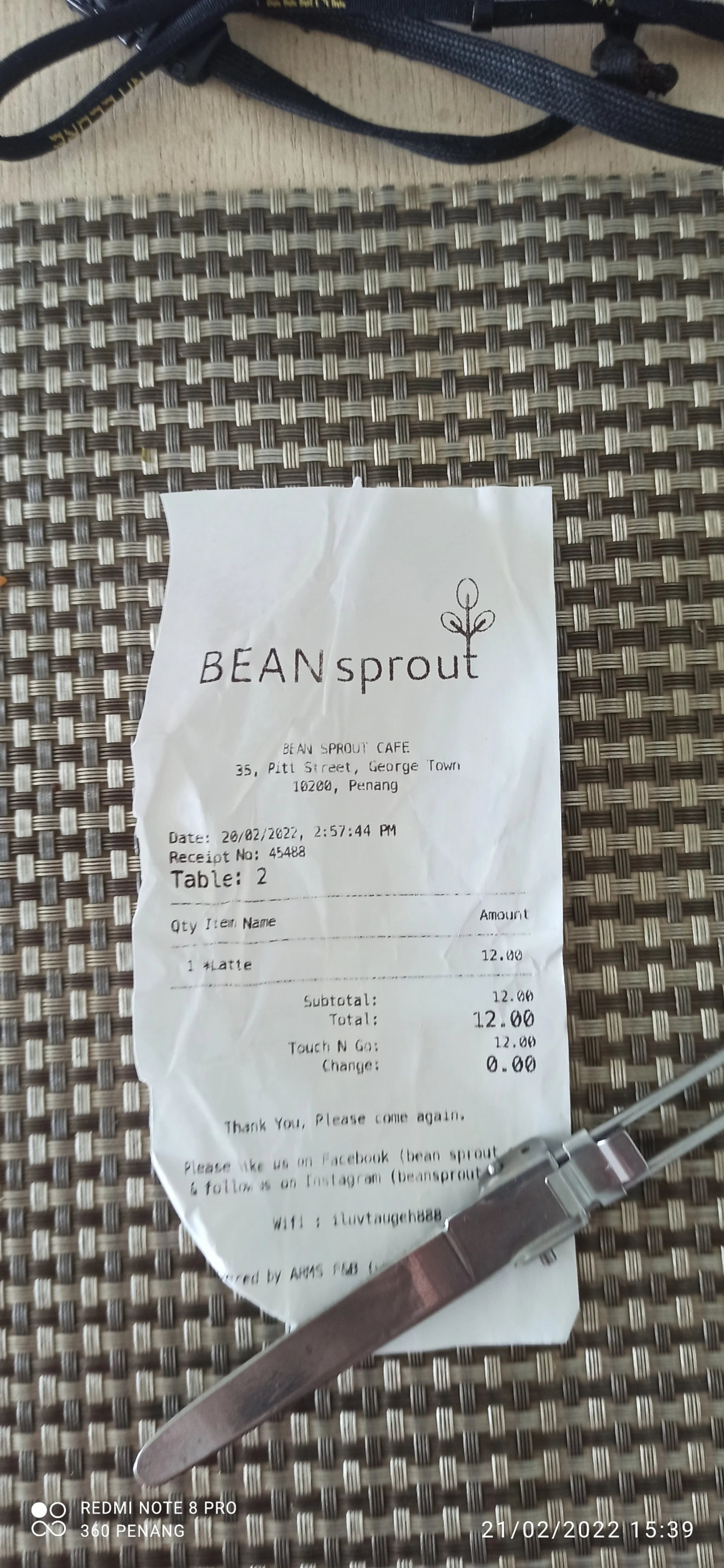 My bill for the latte