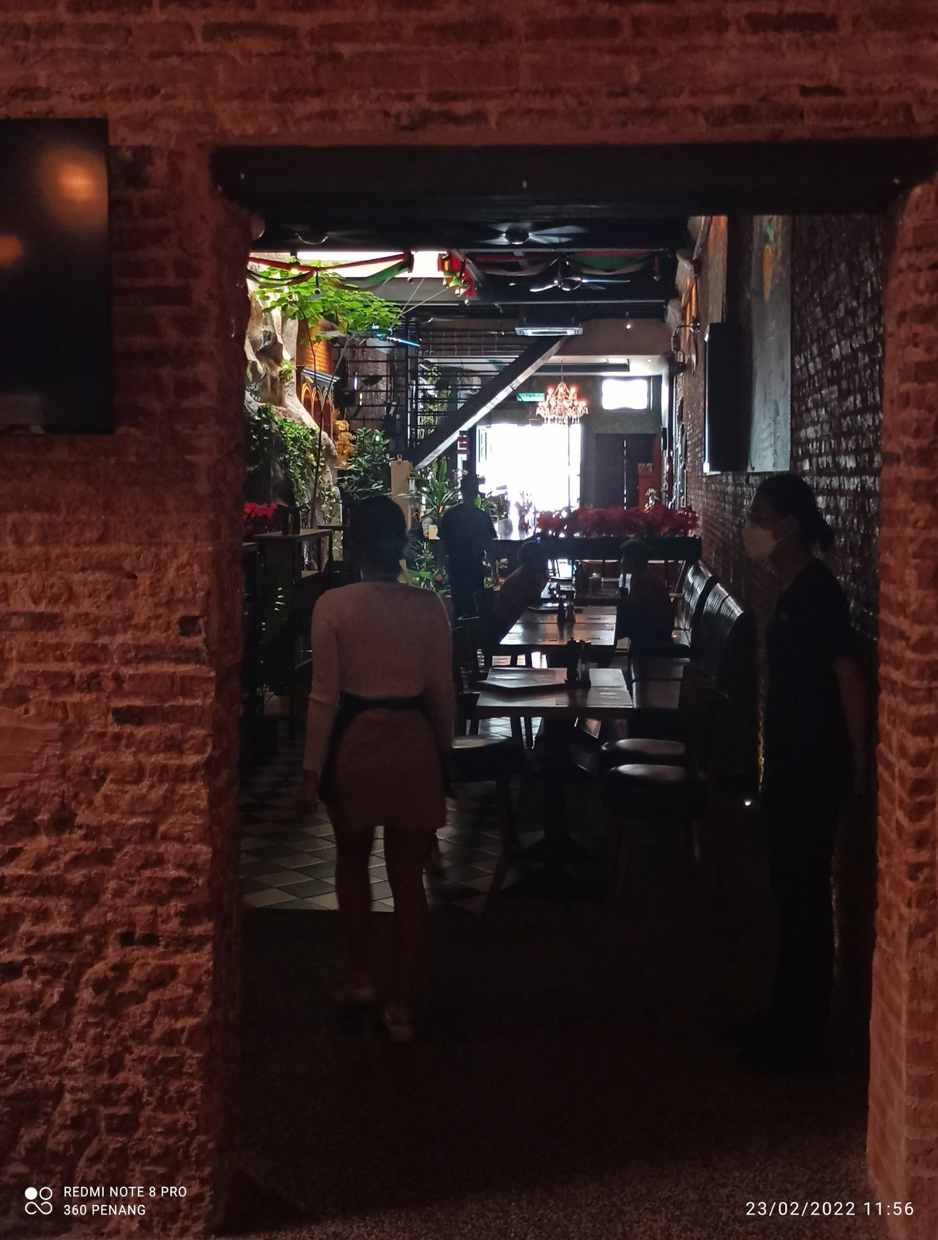 The view from the inner courtyard facing the main dining area