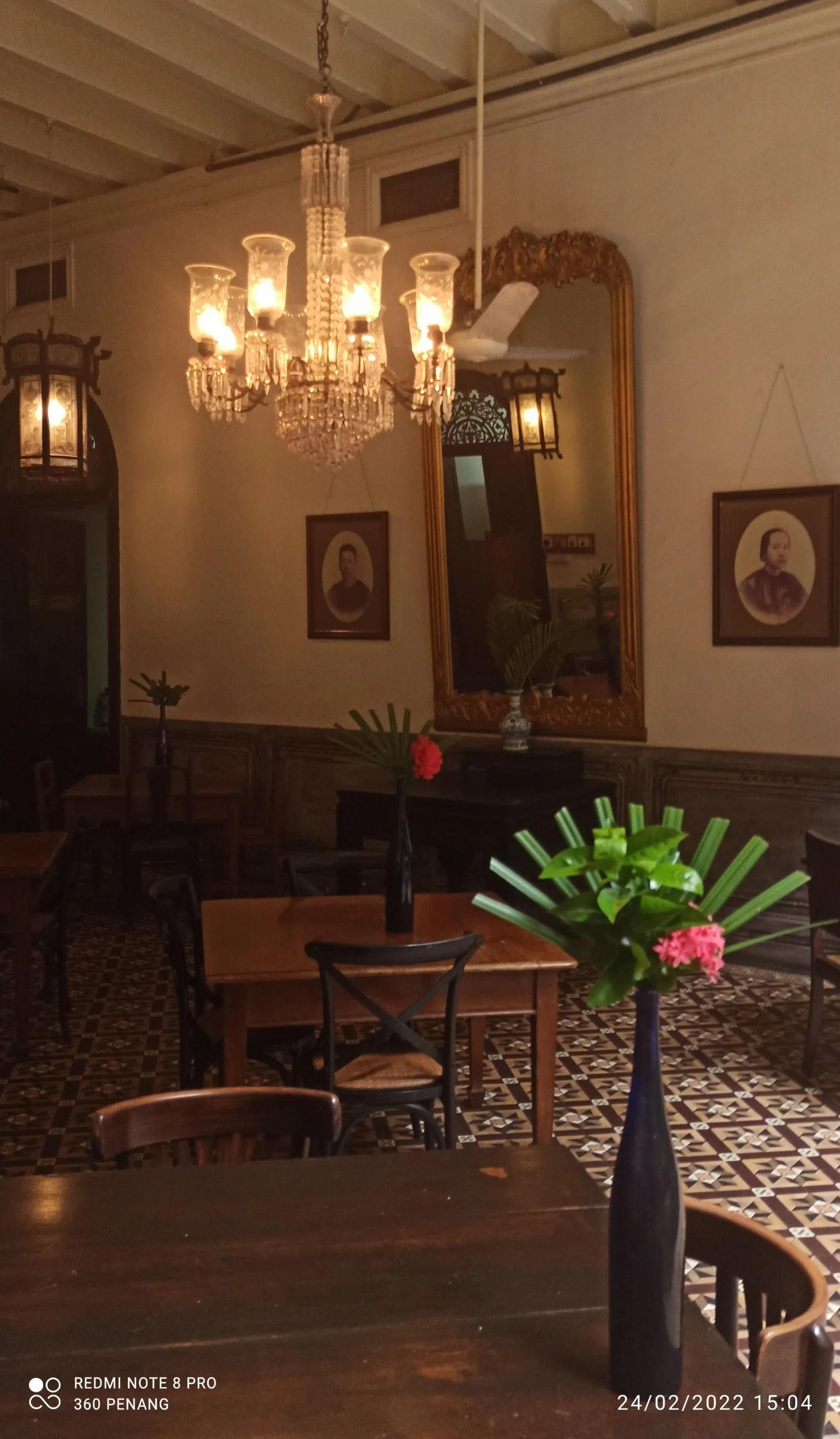 Tables set for tea for hotel guests