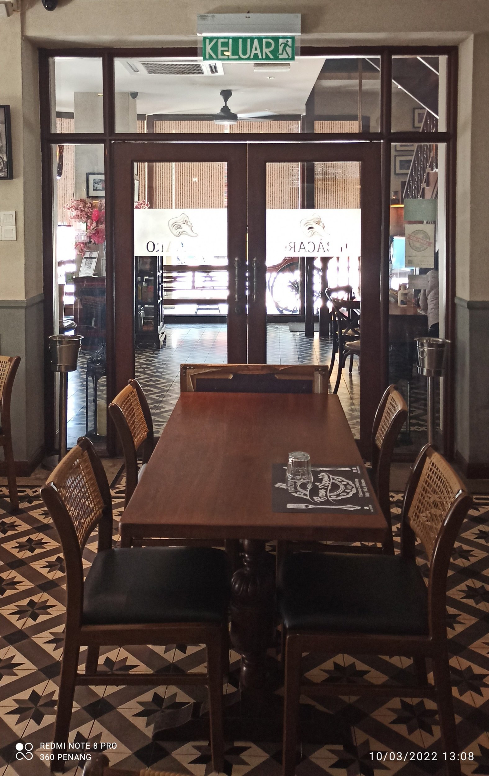 View of entrance from hotel lobby