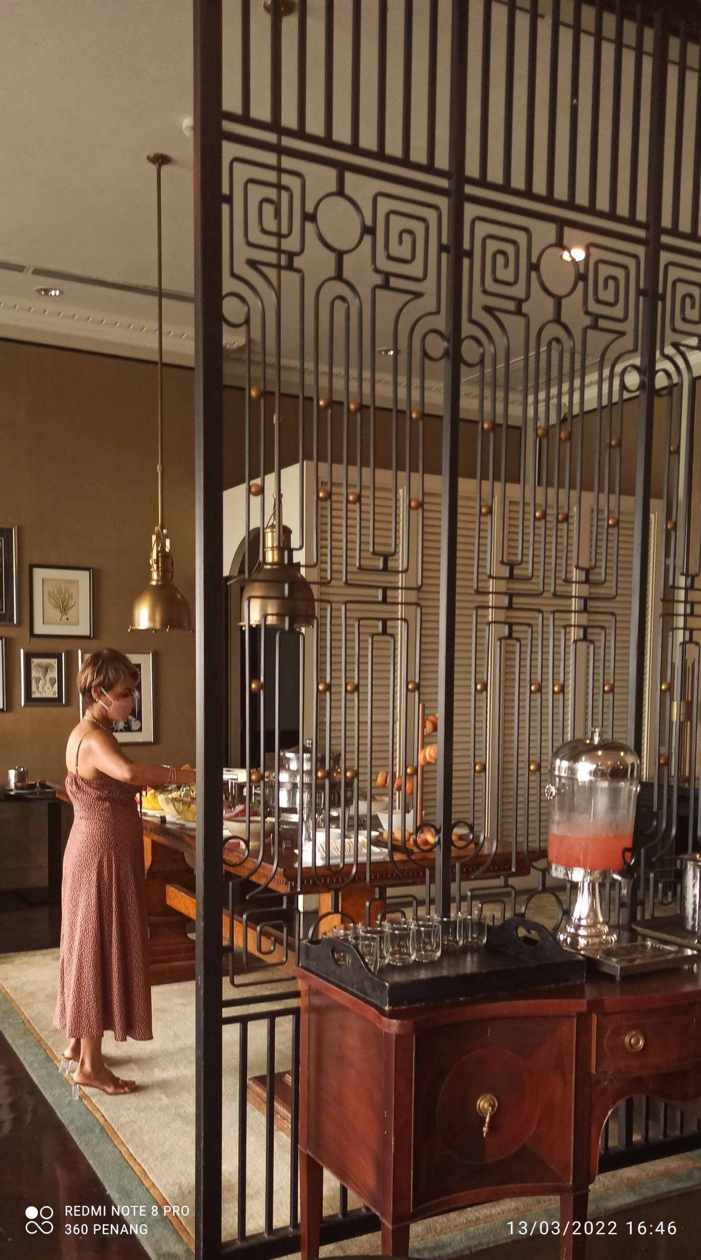 Art Deco sideboard and metal screen with Art Deco pattern