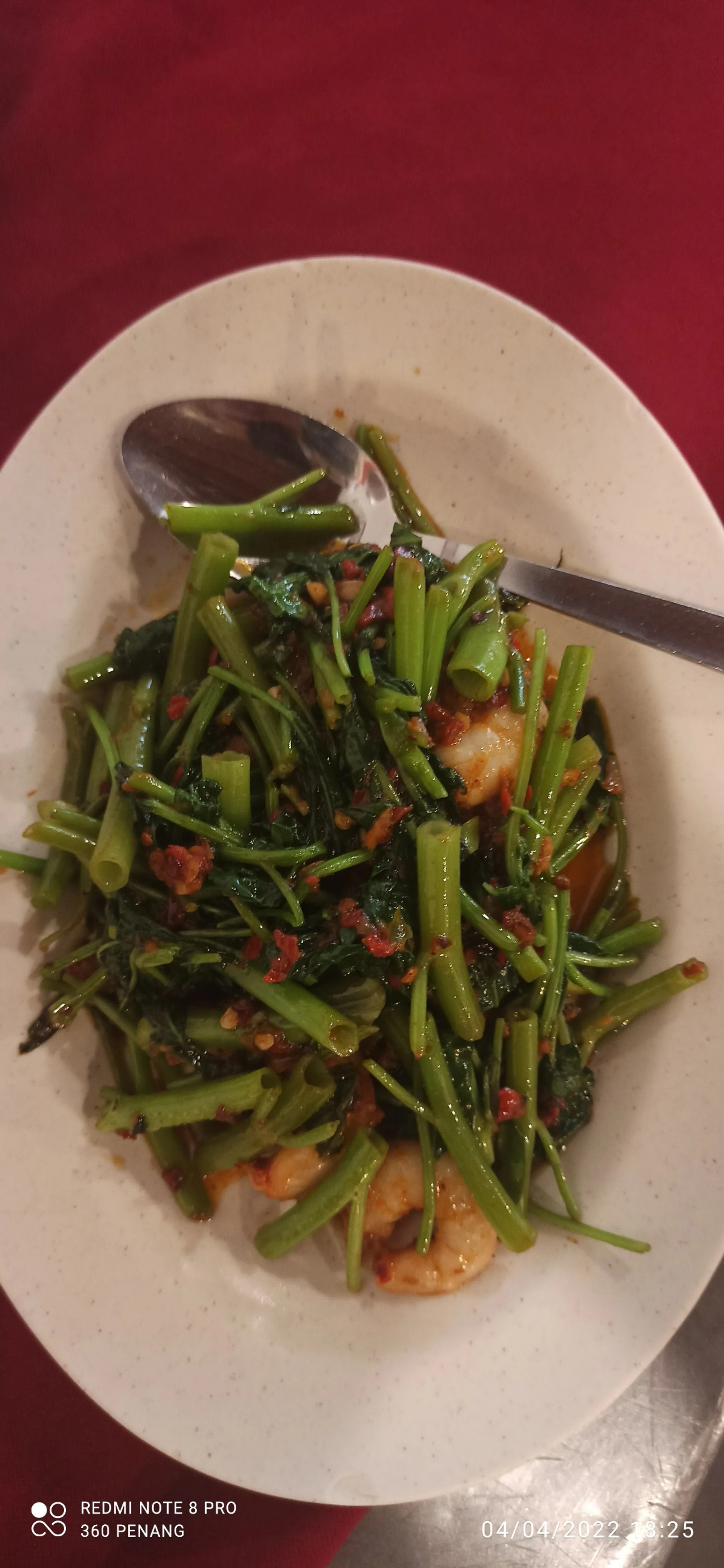 Kangkung with prawn sambal