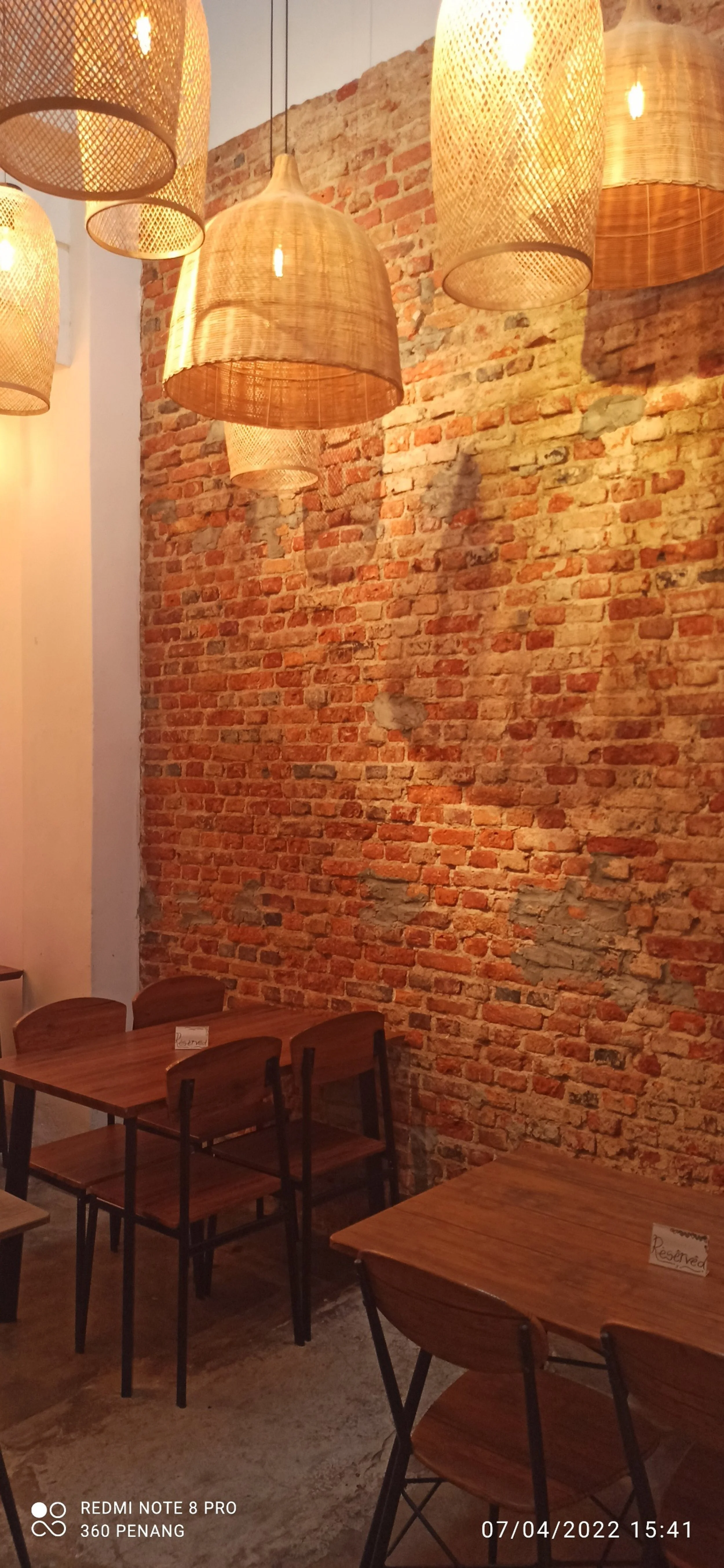 Exposed brickwork walls