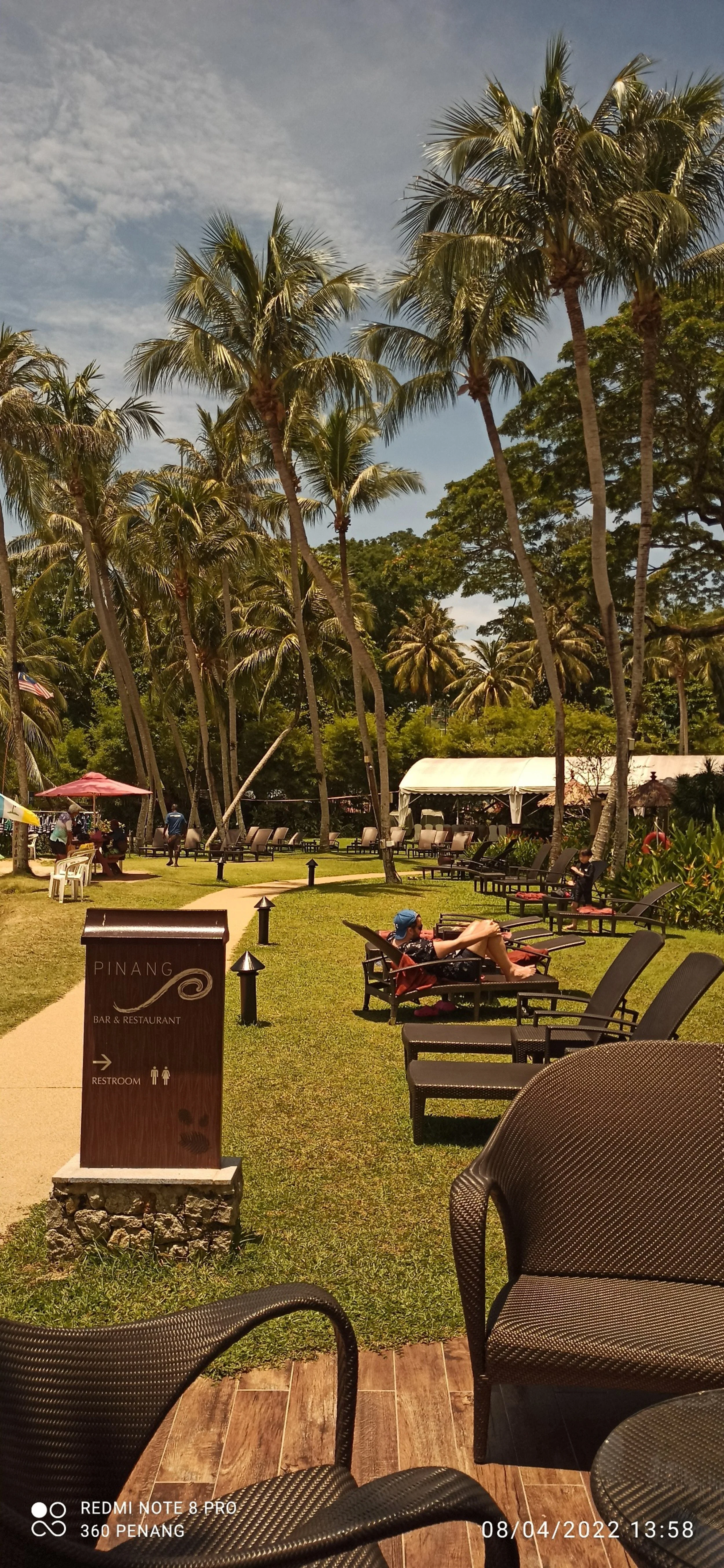 The lawn by the outdoor pool