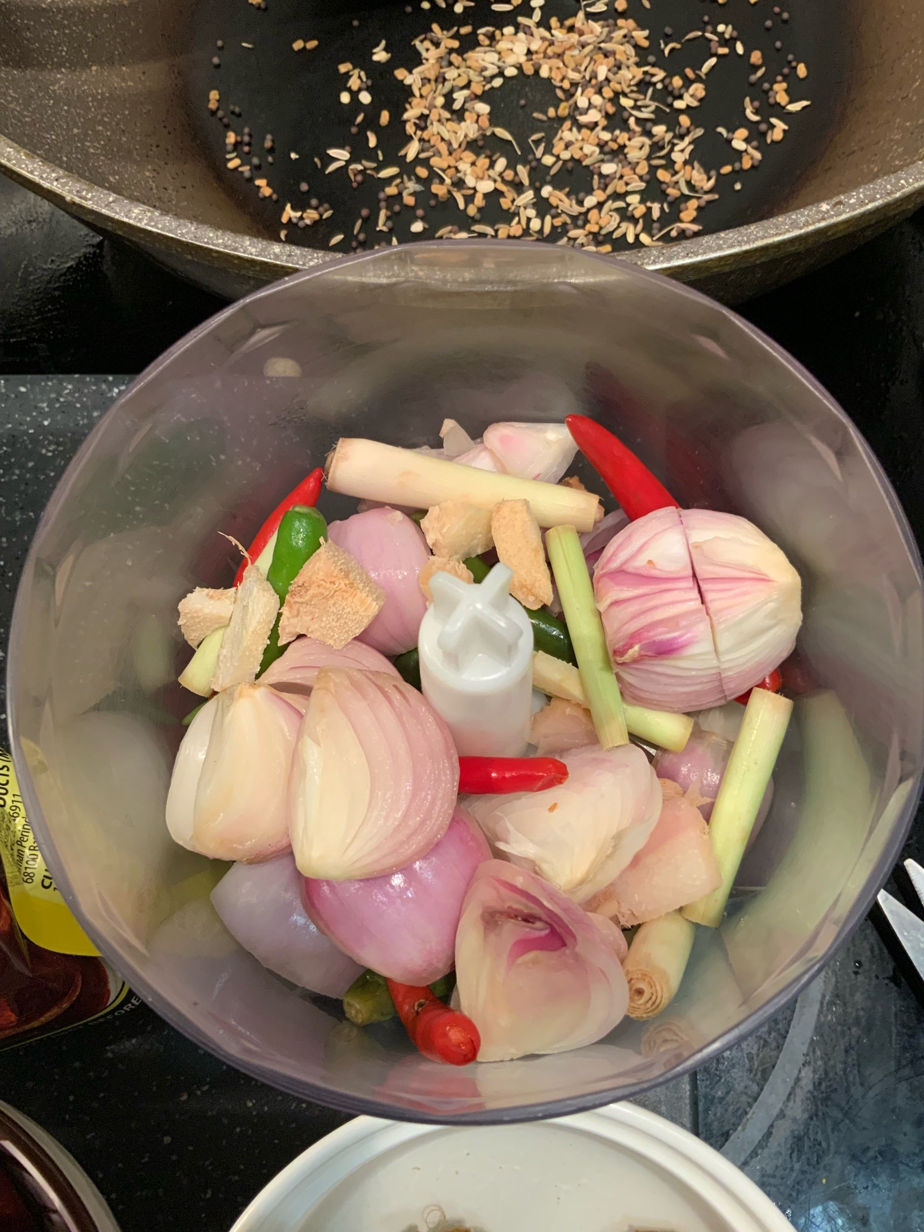 Ingredients for paste in a blender