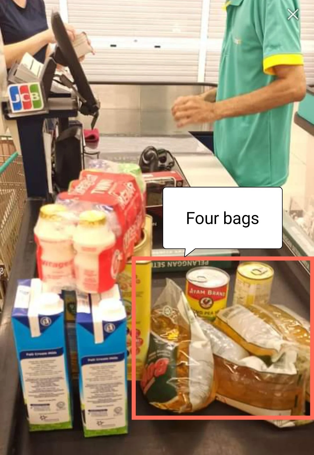 Got scolded for attempt to buy 4 bags