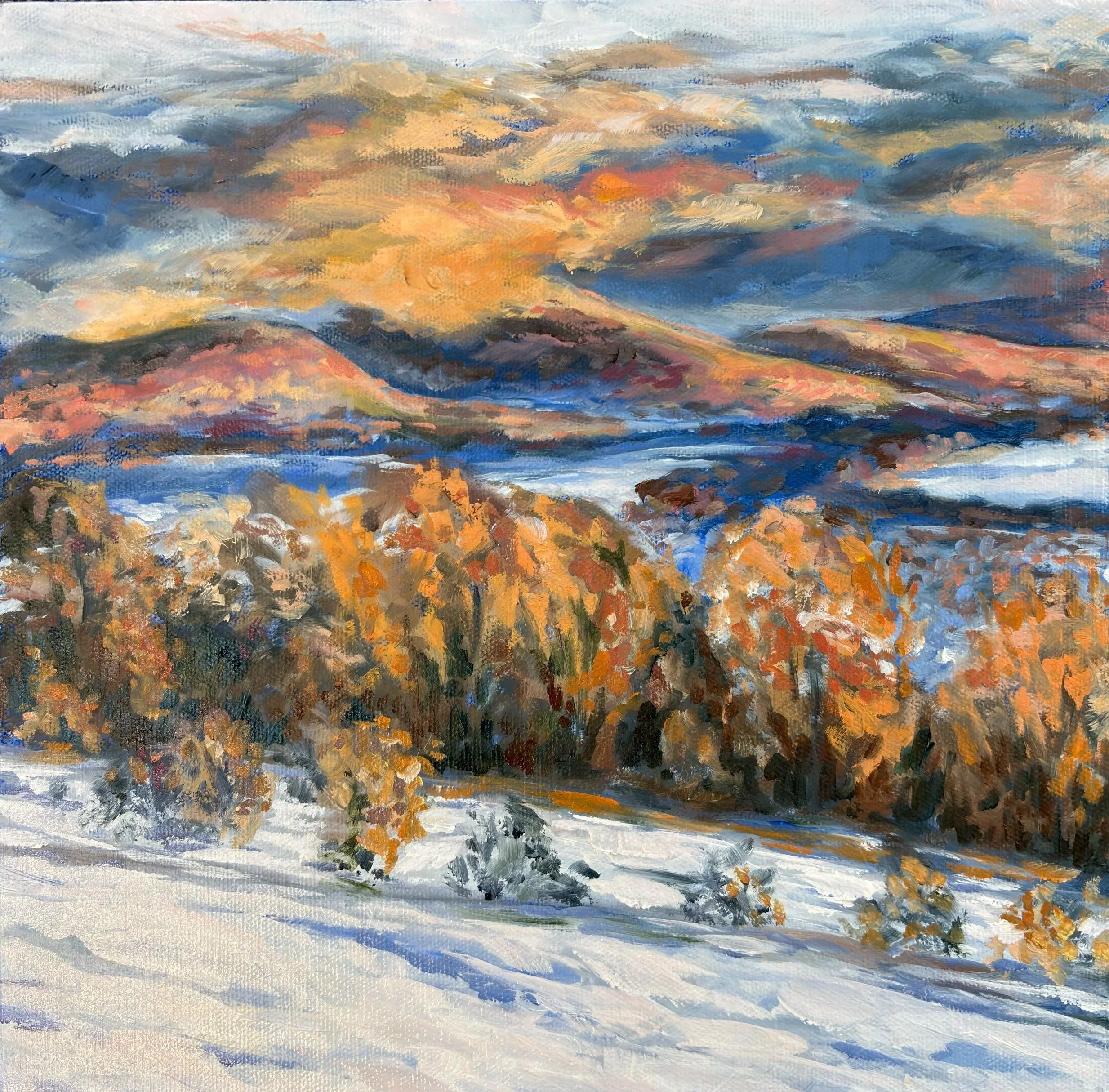 Early Snow: Vermont - 10x10" - oil on canvas
