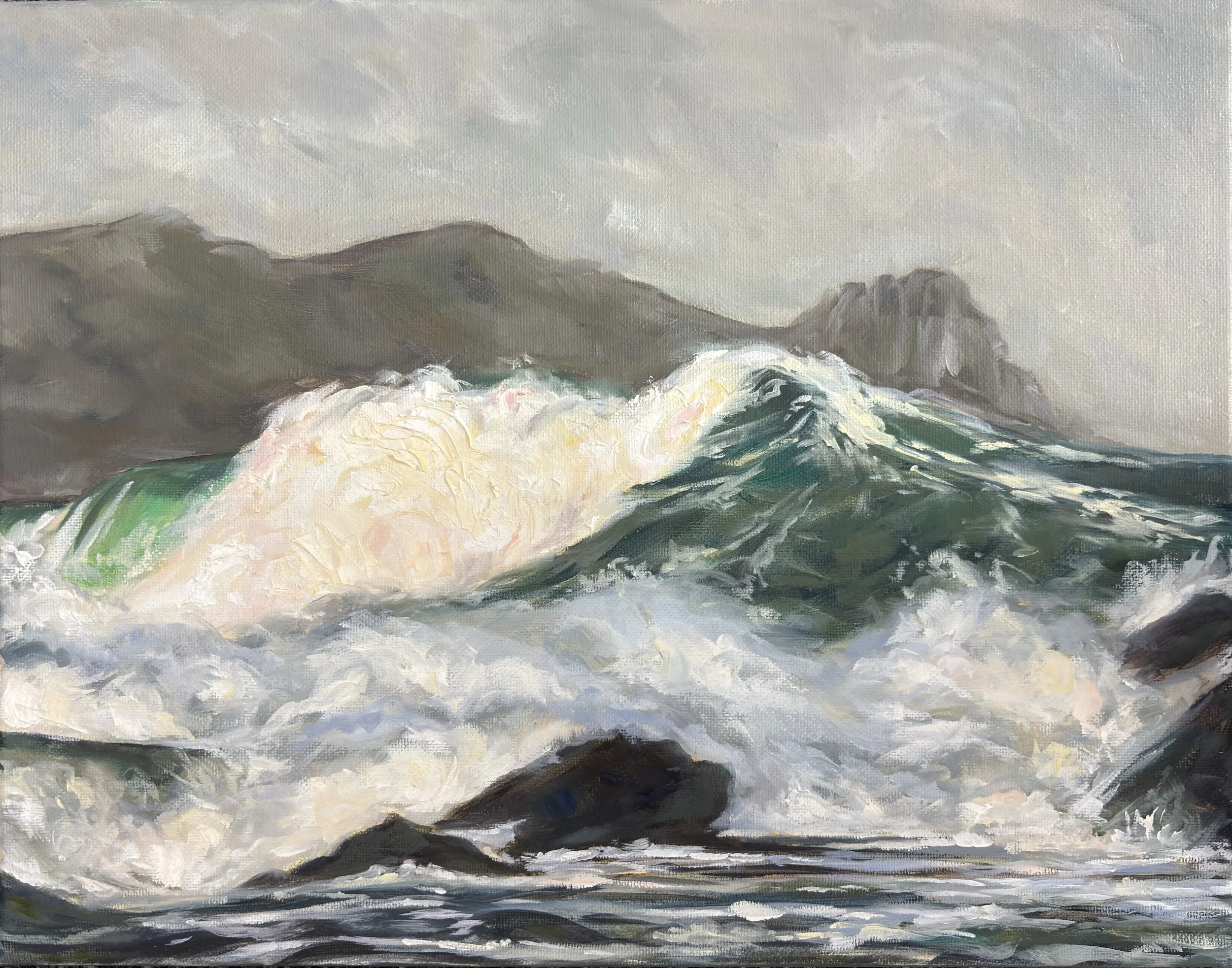 Tide Rolling In: Cornwall UK - 9x12" - oil on canvas