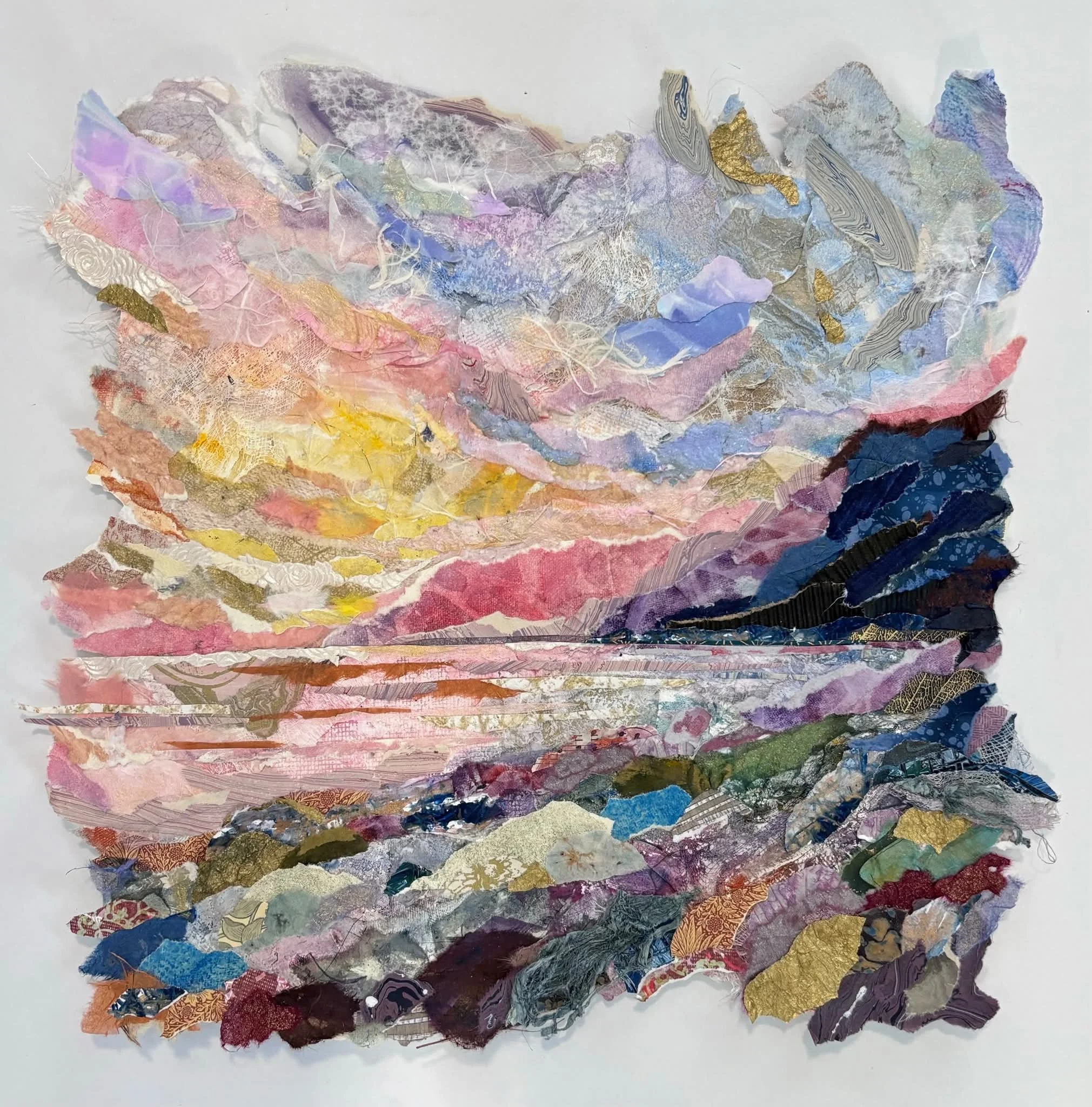 Glint and Glisten - 14x14" - mixed media collage