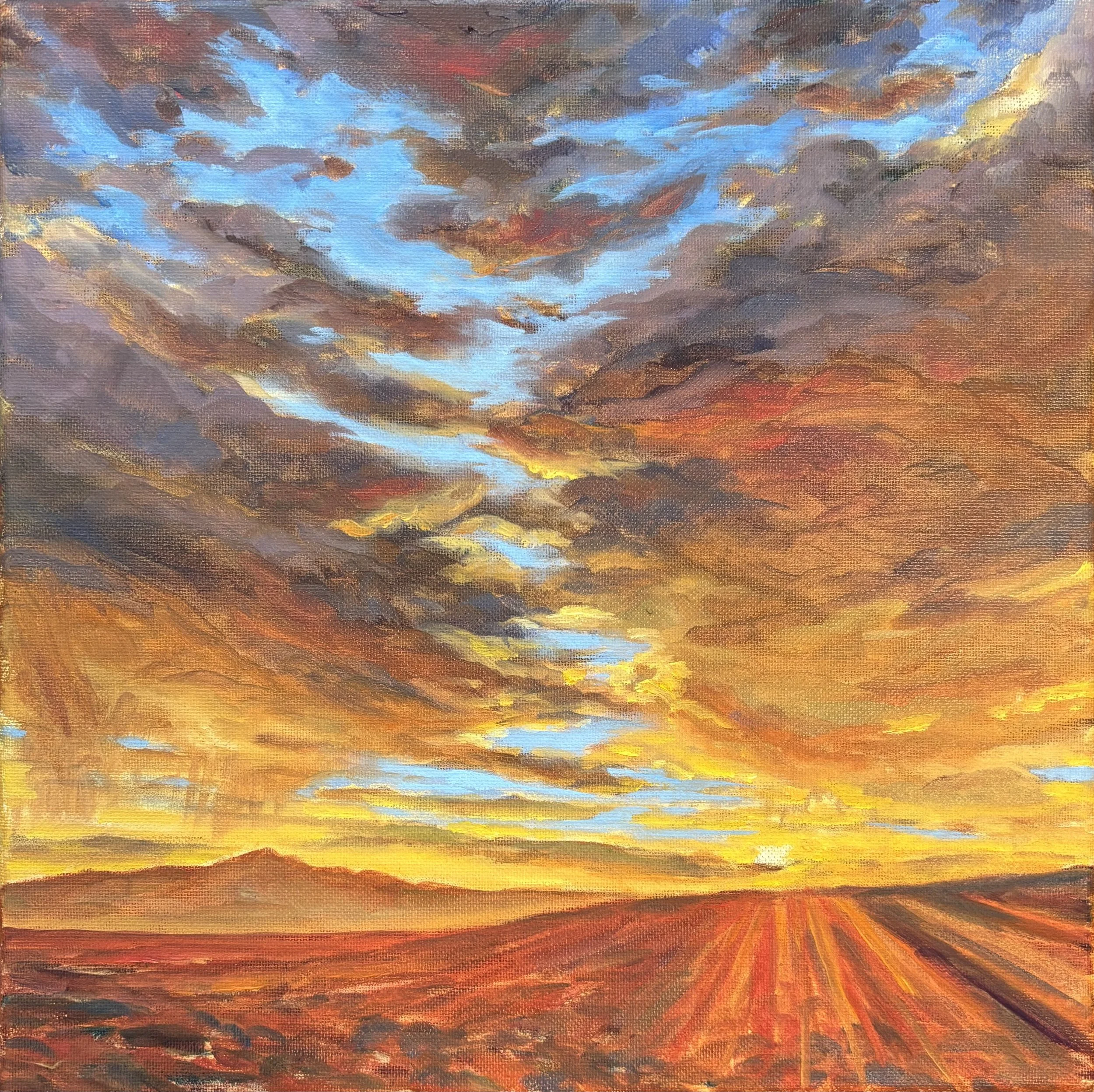 Taos Sunset: New Mexico - 12x12" - oil on canvas