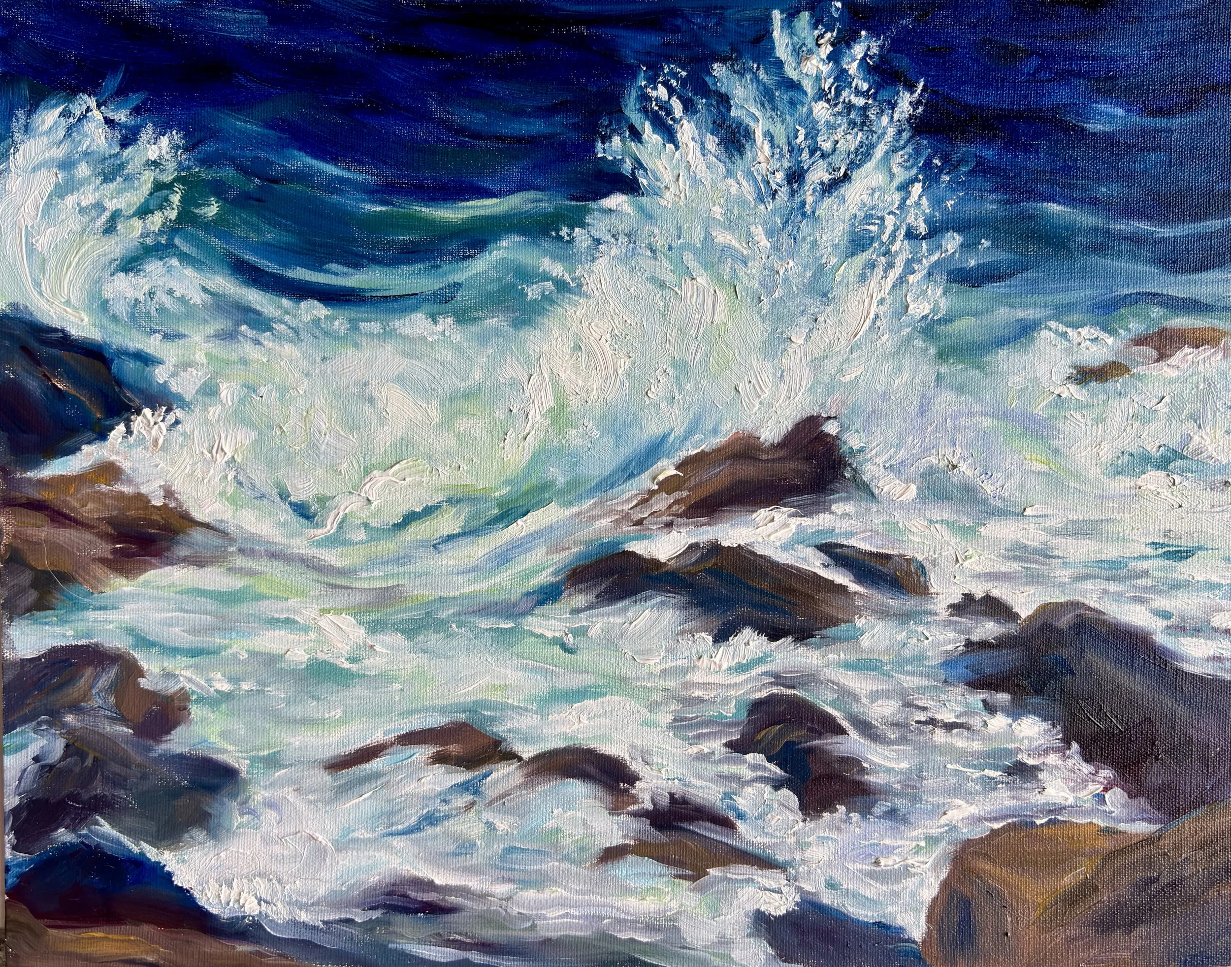 Monhegan Surf - 12x16" - oil on canvas