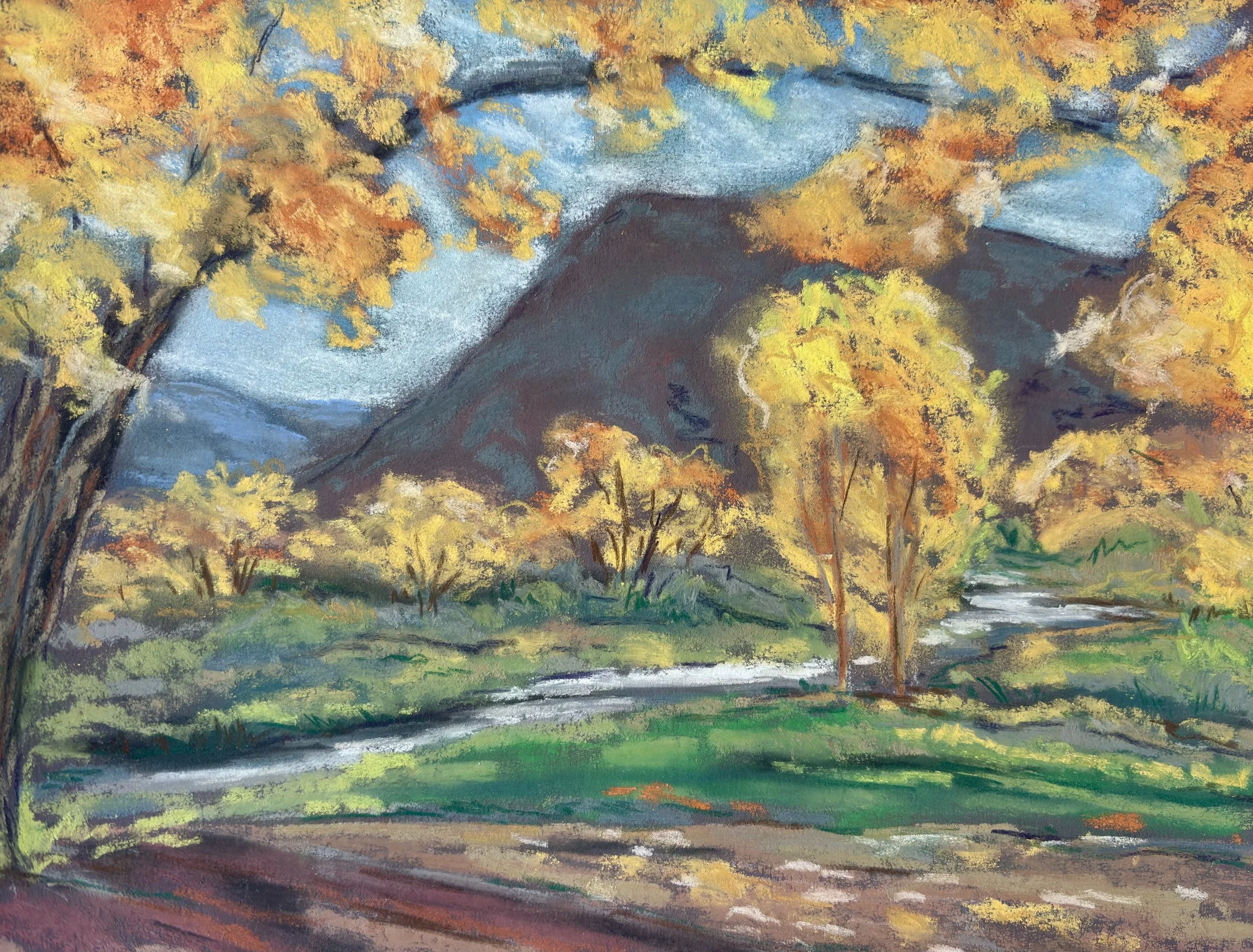 Cottonwood and Chama, Abiquiu NM - 9x12" - pastel
