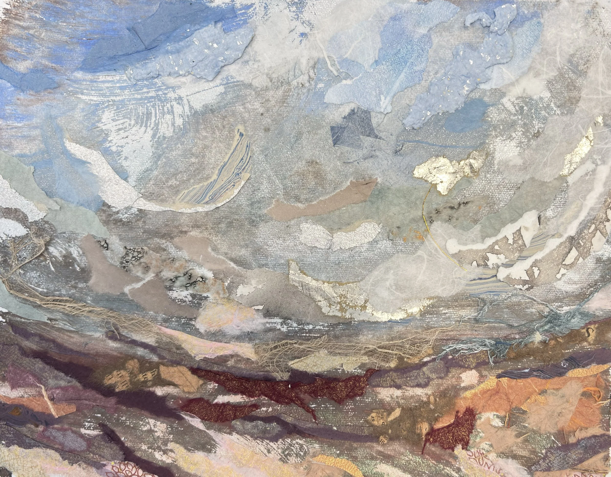 Autumn Breeze - 9x12" - mixed media collage