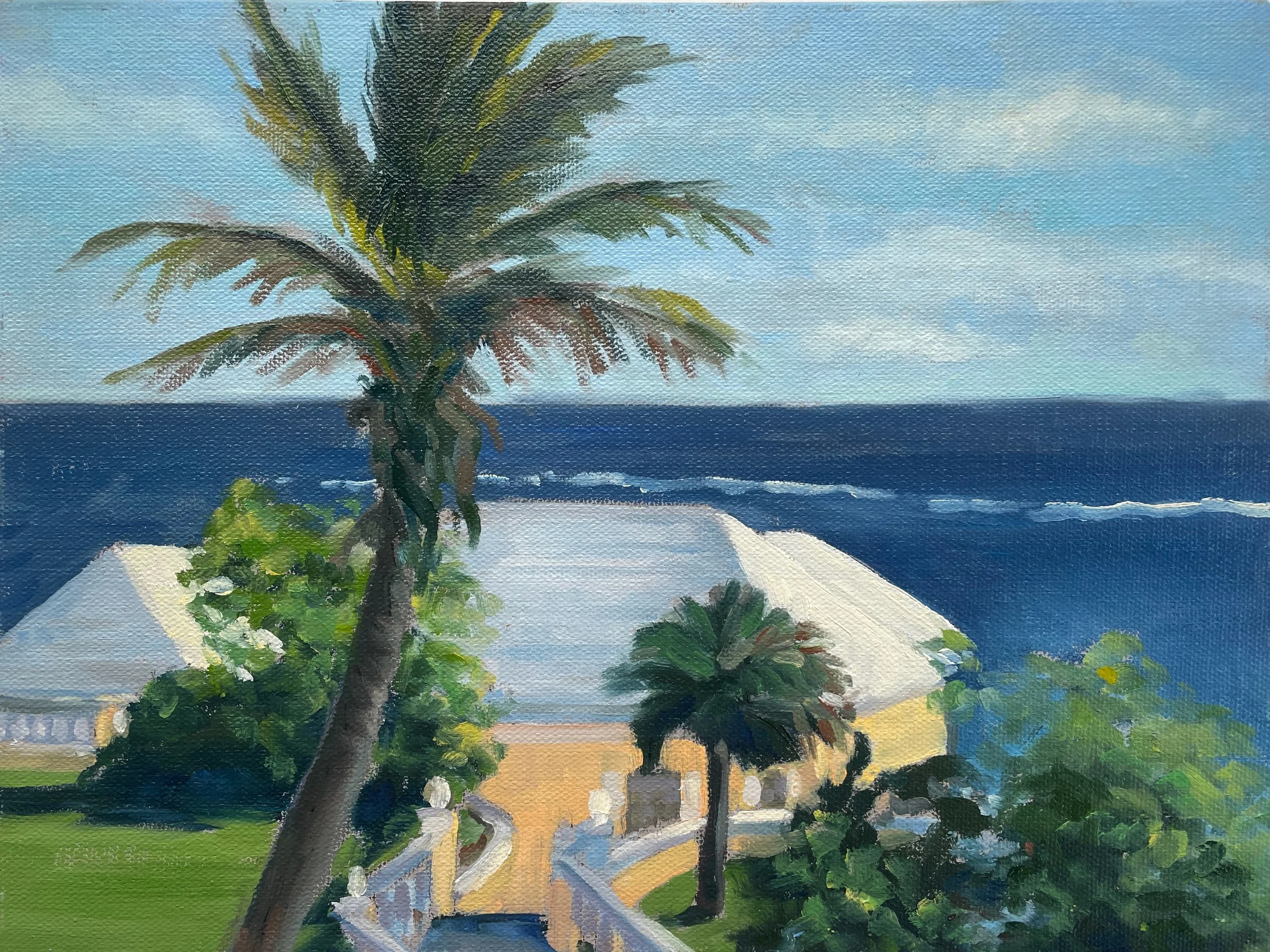 Yellow House by the Sea, Bermuda - 8x10" - oil on canvas