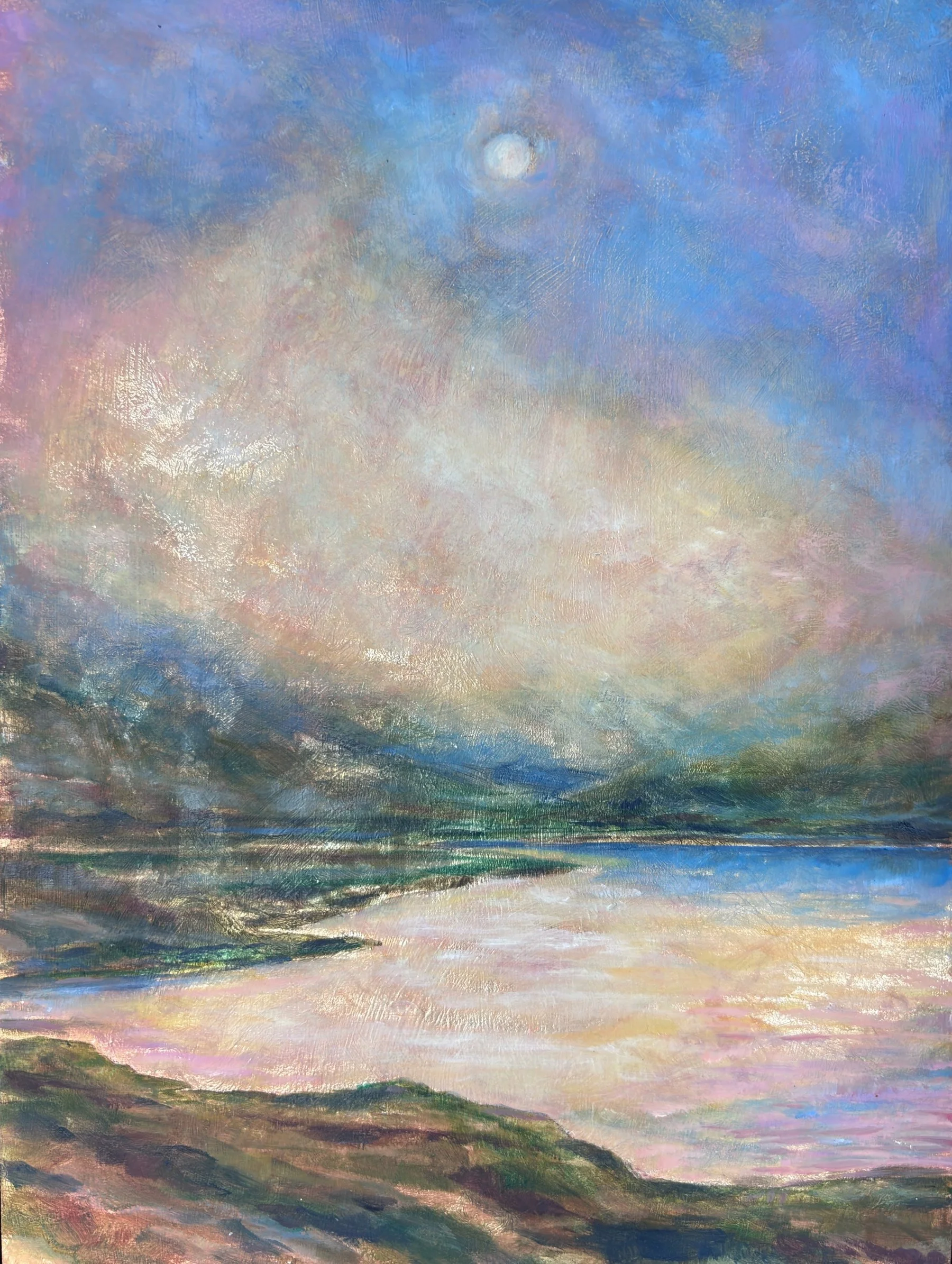 Spring Mist - County Kerry, Ireland - oil and gold leaf on wood panel - 12x9 inches