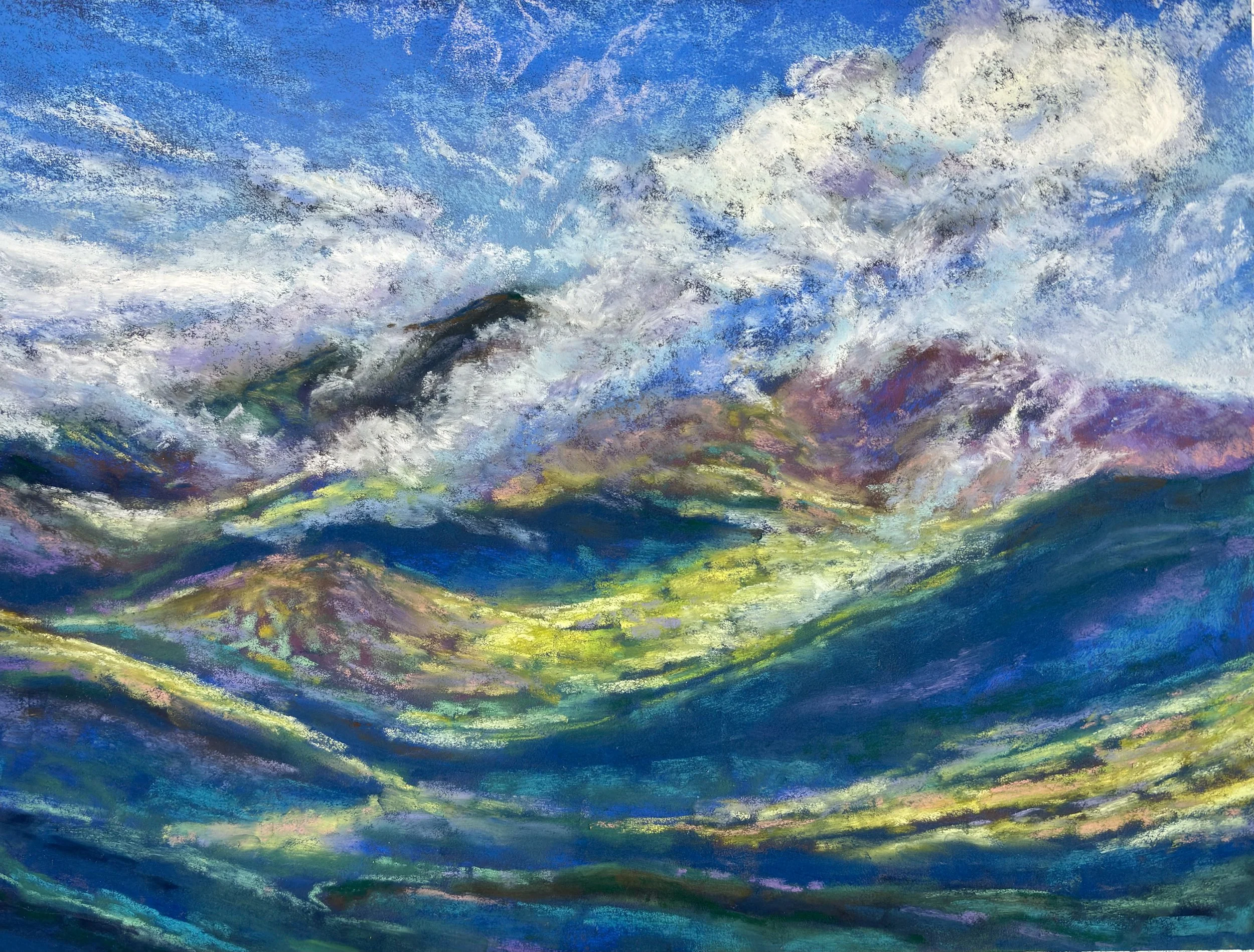 Clouds Caress, Mt Mansfield Vermont - 16x20" - pastel