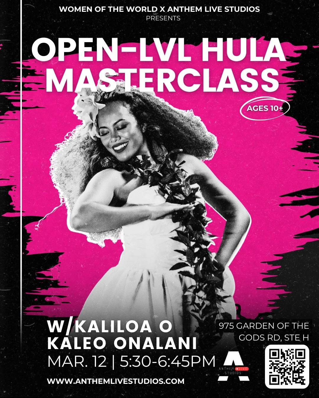 Experience Women of the World through dance. In partnership with @AnthemLiveStudios, we're bringing you an opportunity you can't miss. Classes are $18 and open to dancers of all levels.