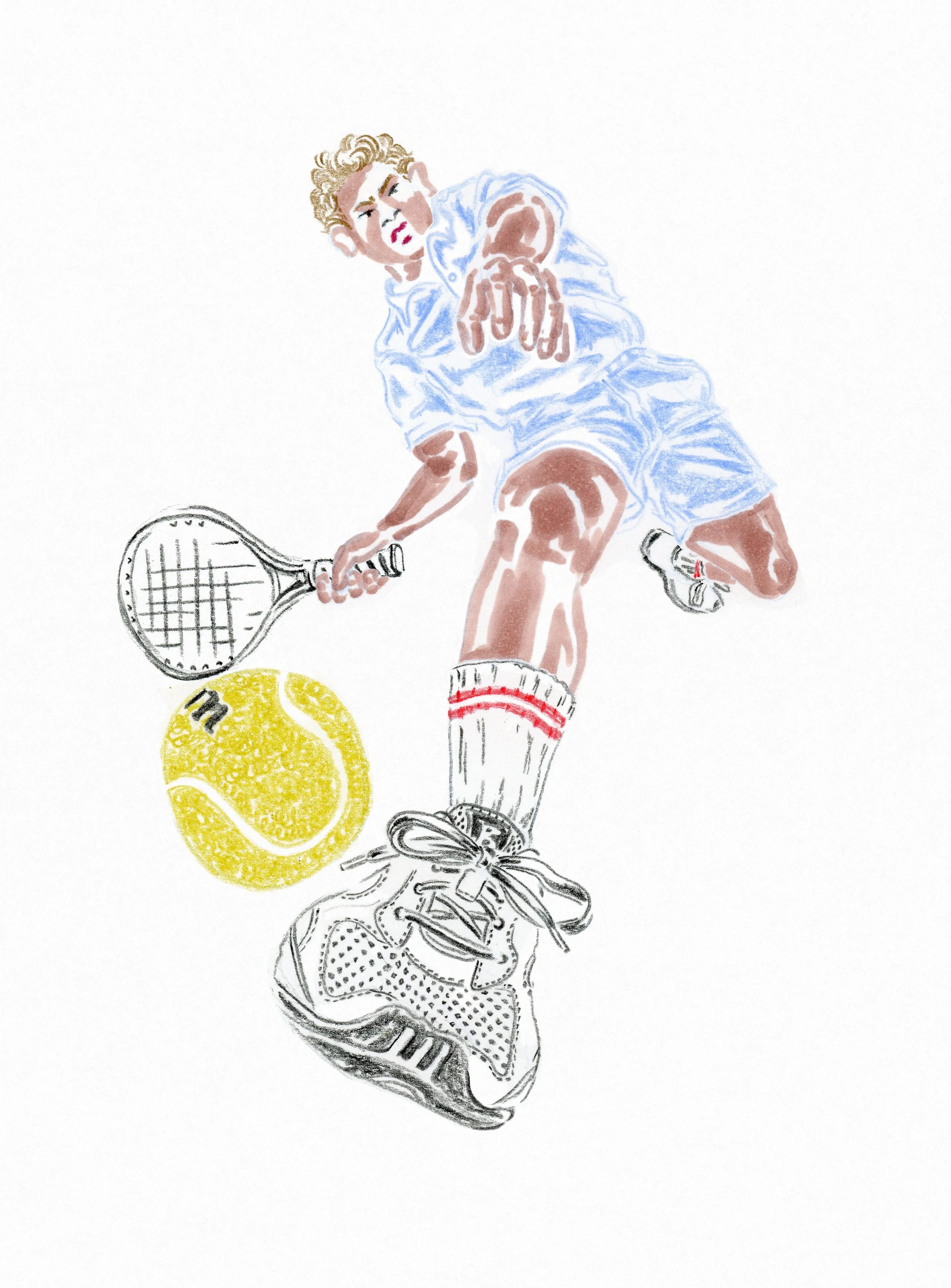 Tennis serve perspective illustration