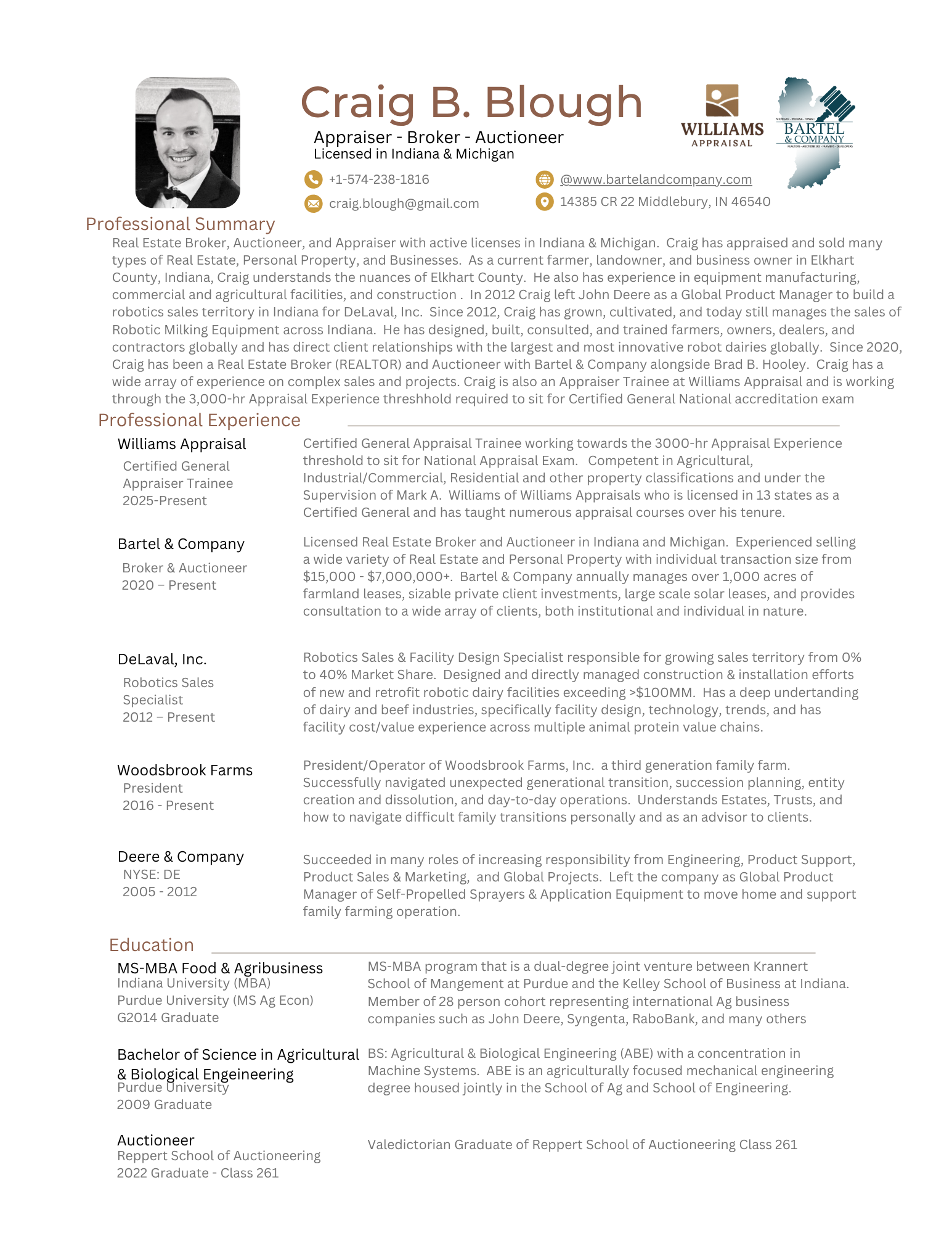 Click the link to see the resume for Brad Hooley, Craig Blough, and a brief description of Bartel & Company