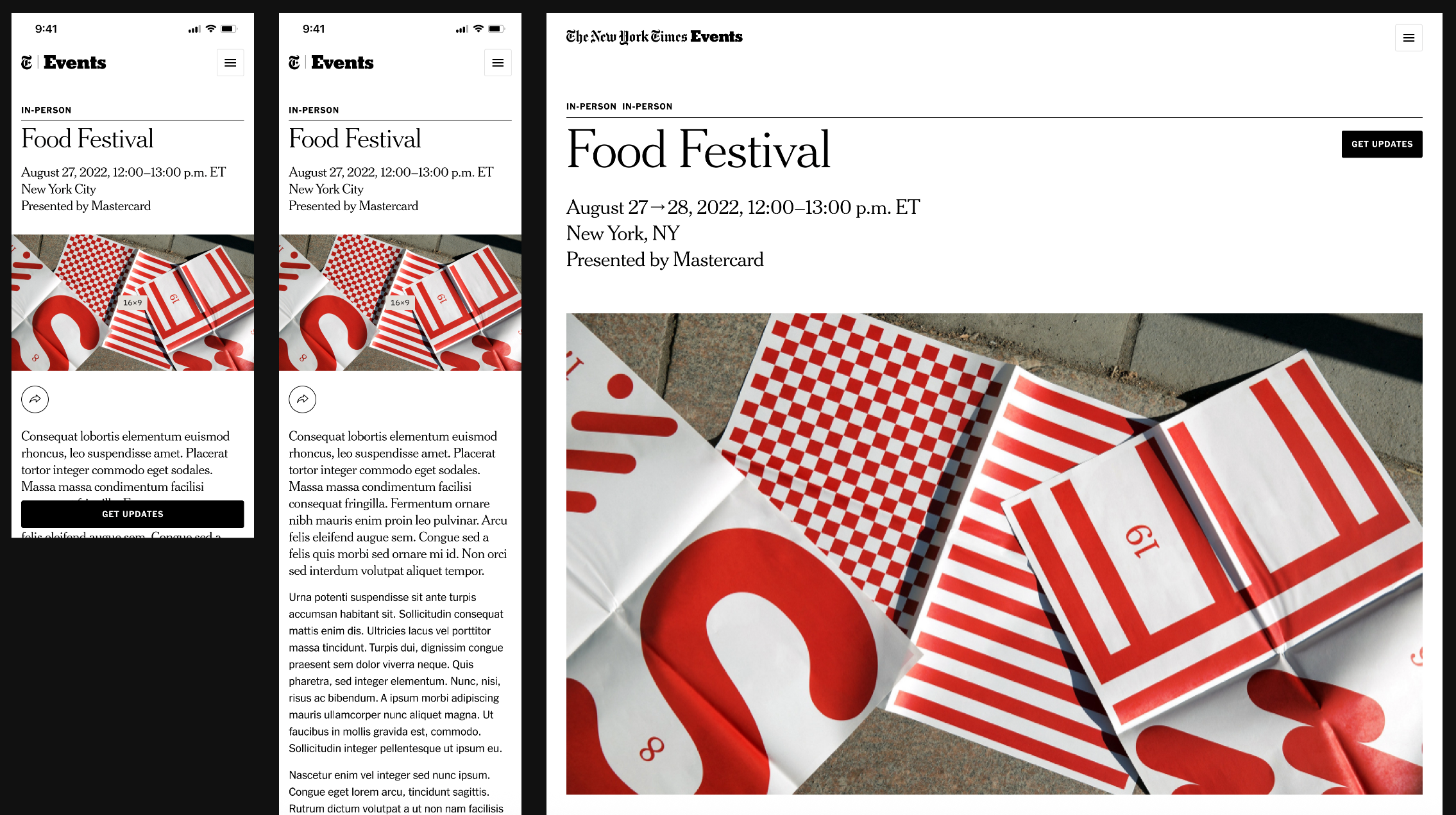 Responsive view of event detail with mobile and desktop