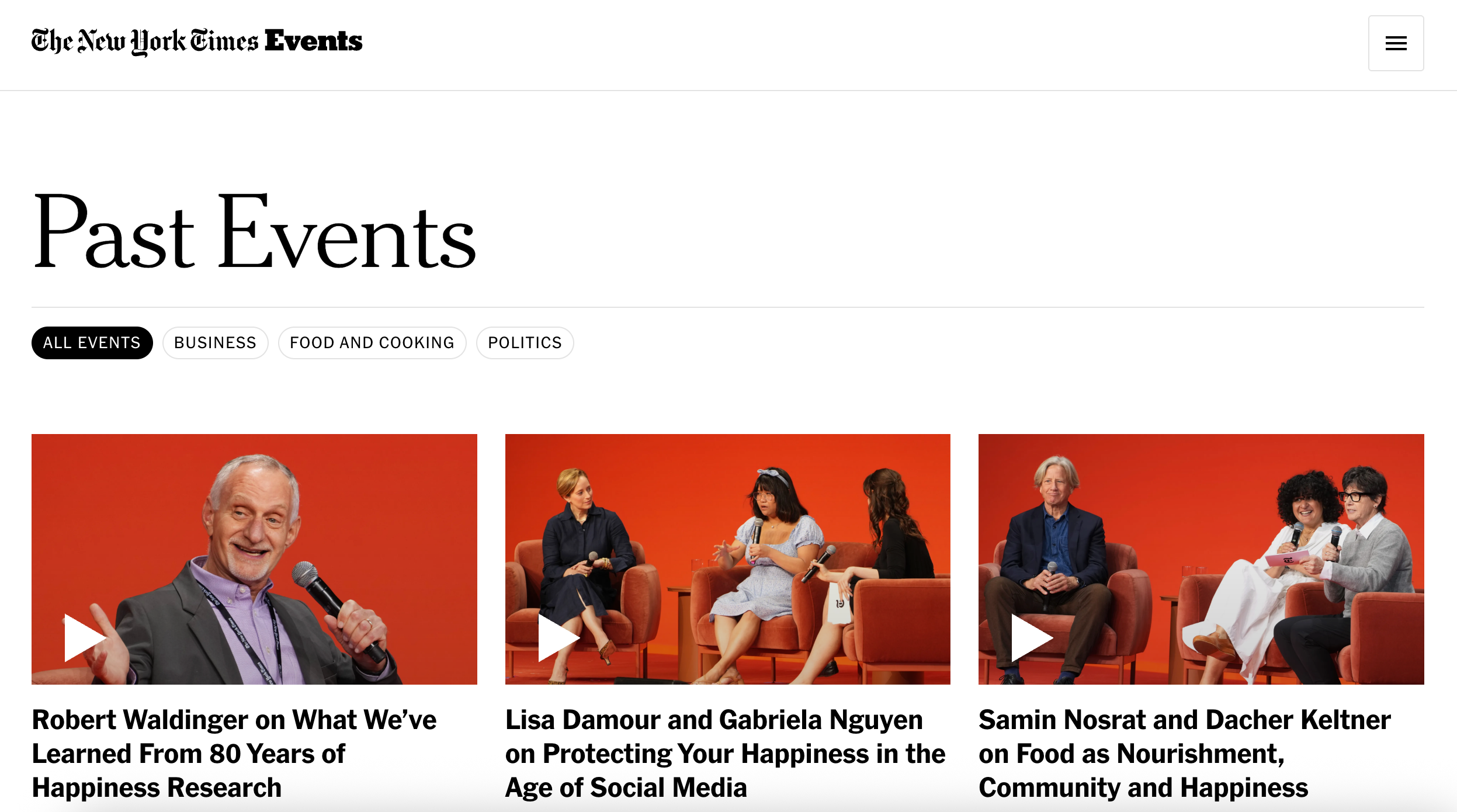 Past Events library in New York Times Events site