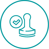 Stamp with checkmark and circular border