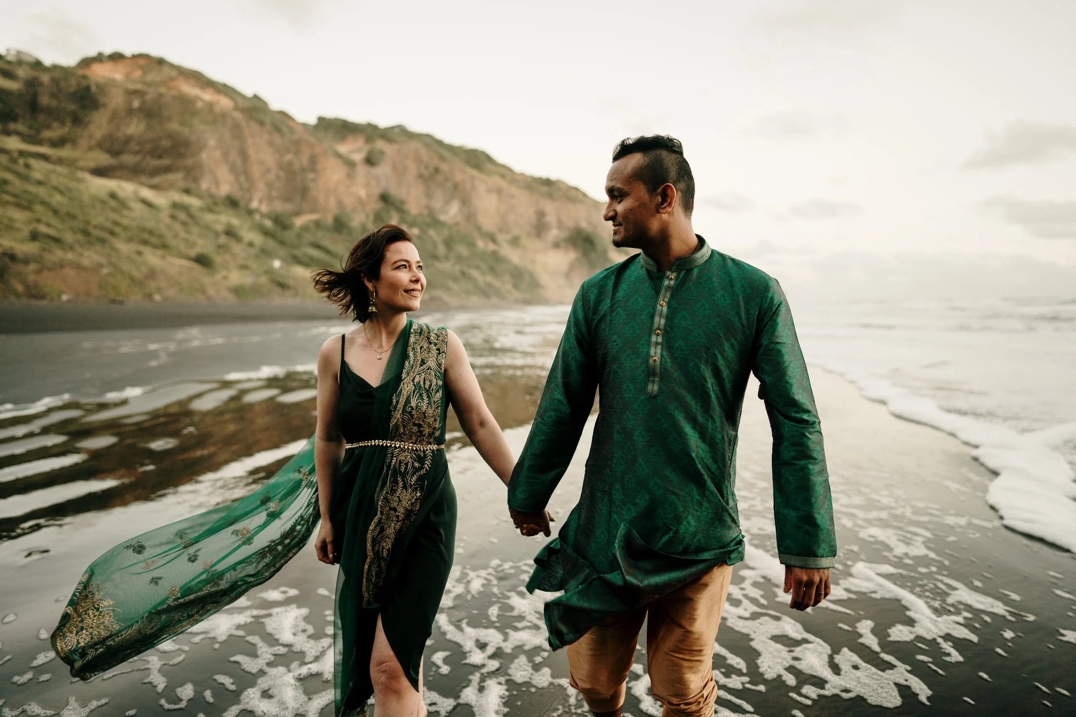 Piha Beach Engagement Photography| Sahri Engagement Shoot | Auckland Engagement Photographer | Sunset Photography