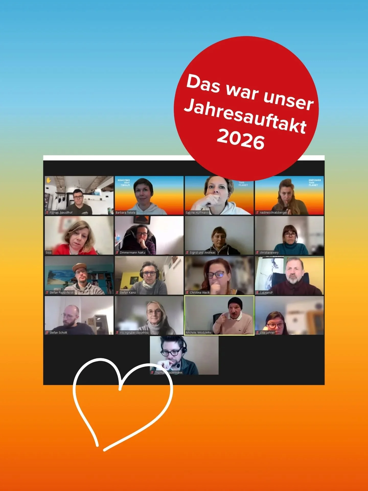 Was hast Du 2026 vor?

Die Empower This Planet Community hat den Jahresauftakt genutzt, um gemeinsam den Fokus zu setzen auf
🤝 eine Community, die sich gegenseitig st&auml;rkt. Indem wir unser Wissen miteinander teilen, unsere Produkte und Services 