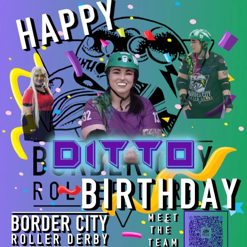 🎉 Big birthday love to our powerhouse blocker, DITTO! 🎉
They call her Ditto because once you see her block, you&rsquo;ll wish you could do it too! 😎
She hits hard, makes walls stronger, and smiles bigger than anyone on the track.
Here&rsquo;s to a