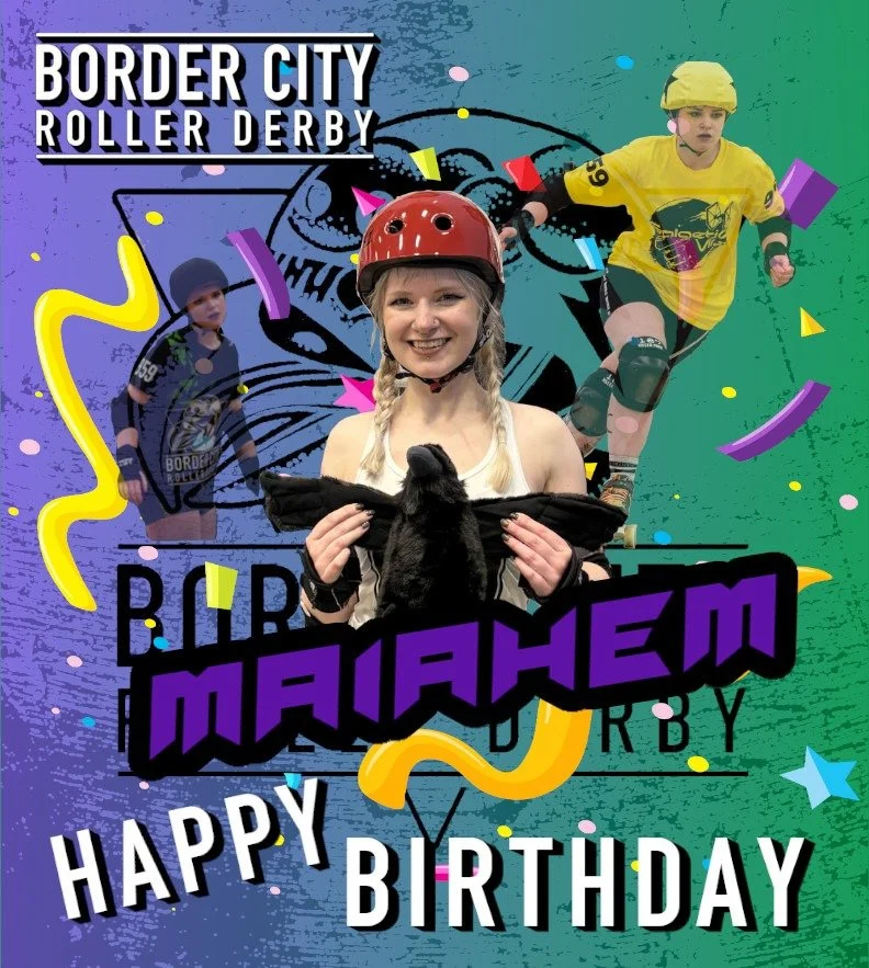 HAPPY BIRTHDAY MAIAHEM!
Today we&rsquo;re celebrating our incredible League Captain, powerhouse Jammer, and one of our awesome Coaches &mdash; the one and only Maiahem! 💥
Thank you for leading from the front, skating with heart, coaching with passio
