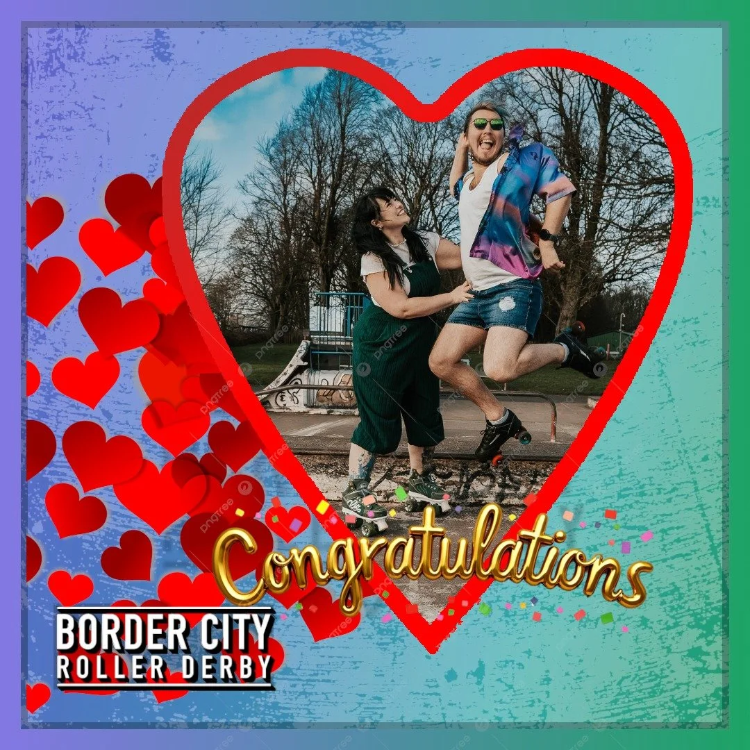 💍🎉 CONGRATULATIONS TO DITTO &amp; BORDER WEAVER! 🎉💍
This weekend, something truly magical happened&hellip;
A blocker and a jammer finally made it official &mdash; and honestly, we should&rsquo;ve known sparks would fly the moment their lanes cros