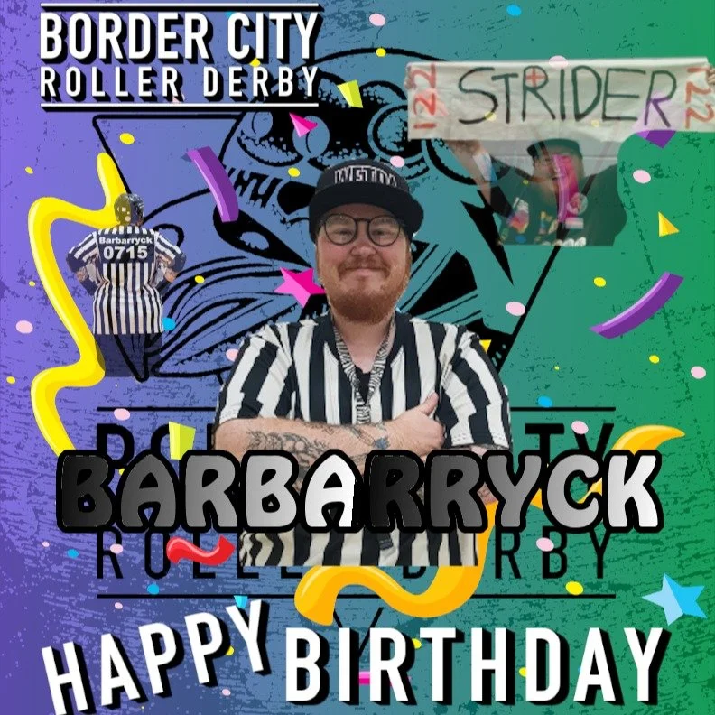 🎉 HAPPY BIRTHDAY, BARBARRYCK! 🎉
Today we celebrate the founder of our league, our coach, our referee&hellip; and genuinely one of the friendliest, most supportive humans you&rsquo;ll ever meet.
Border City Roller Derby simply wouldn&rsquo;t exist w