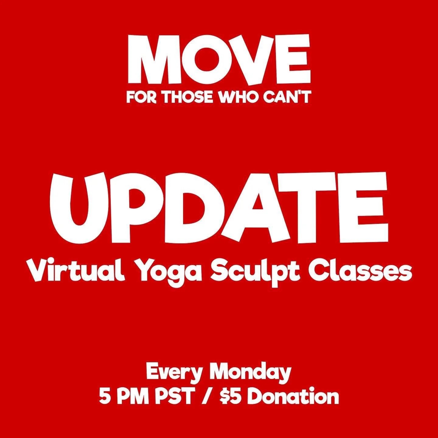 UPDATE: Our Virtual Yoga Sculpt classes are now going to be only on Mondays! Join us at 8 PM EST / 5 PM PST each week for classes lead by our own founder and certified yoga instructor Nicole. If you&rsquo;re interested in attending please DM us your 
