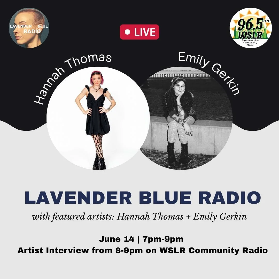 Lavender Blue Radio returns this Saturday, June 14th from 7&ndash;9pm. I&rsquo;m thrilled to welcome our next featured artists: photographer Emily Gerkin (@emilygerkin) and hair artist Hannah Thomas (@hantomhair) from 8-9pm on @wslr96.5 

Join us for