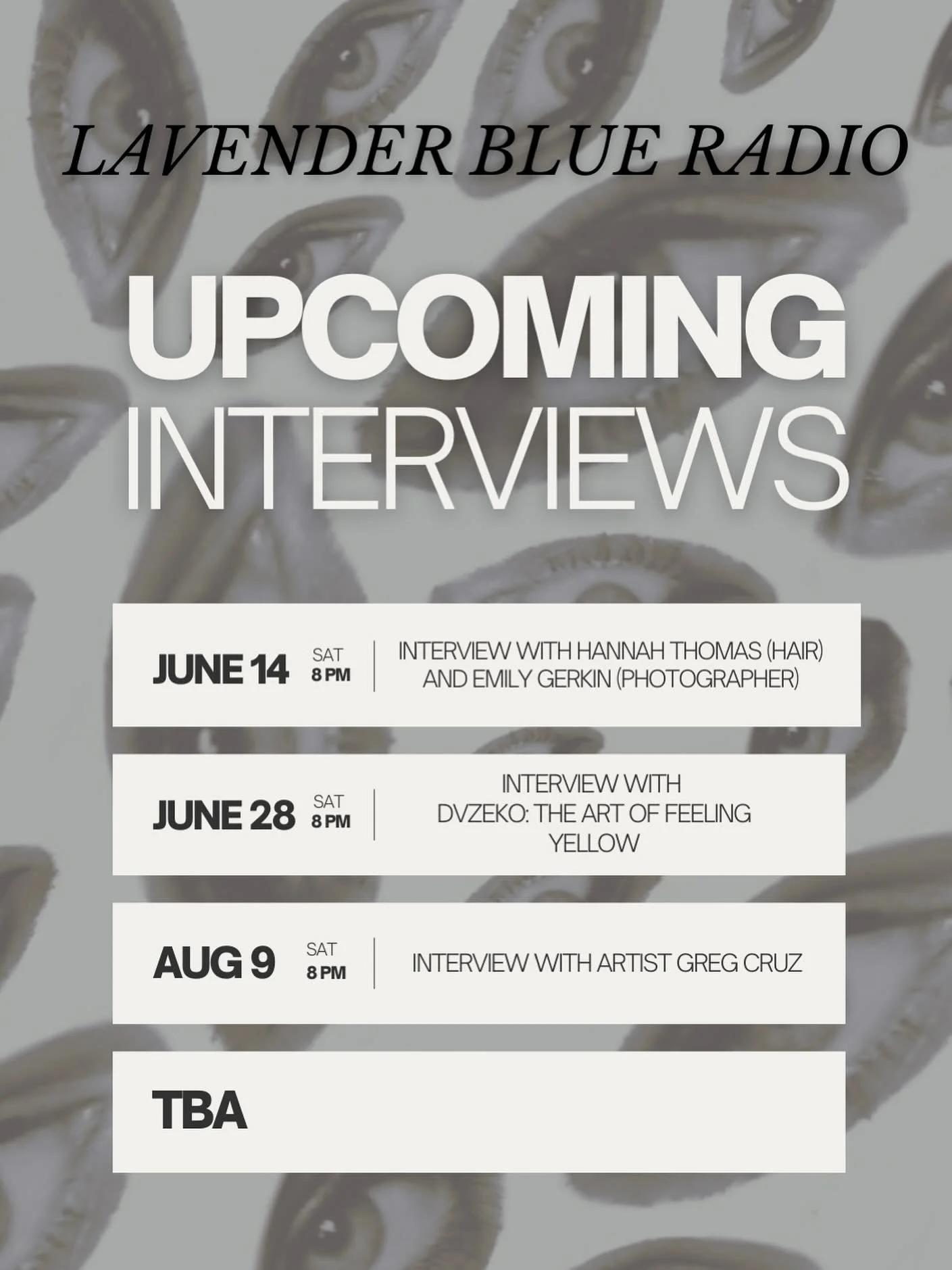 Lavender Blue Radio is off this week, but behind the scenes, we&rsquo;re preparing to bring in some incredible artists to give you a deeper look into the minds of these artists 🌟💚 

LBR returns Saturday, June 14th from 7-9pm on @wslr96.5 with inter
