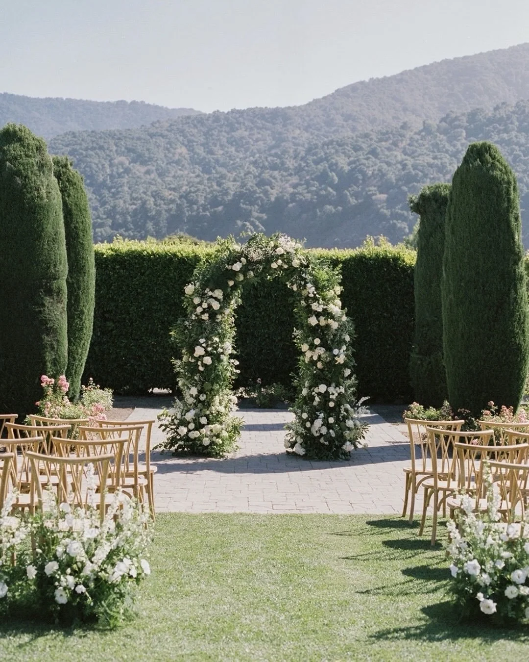 A sweet summer garden ceremony

Design &amp; planning ~ @doriandersonevents 
Photography ~ @seanthomasphoto 
Venue ~ @bernarduslodge 
Floral ~ @loopflowers 
Hair and makeup ~ @kellyjobeauty